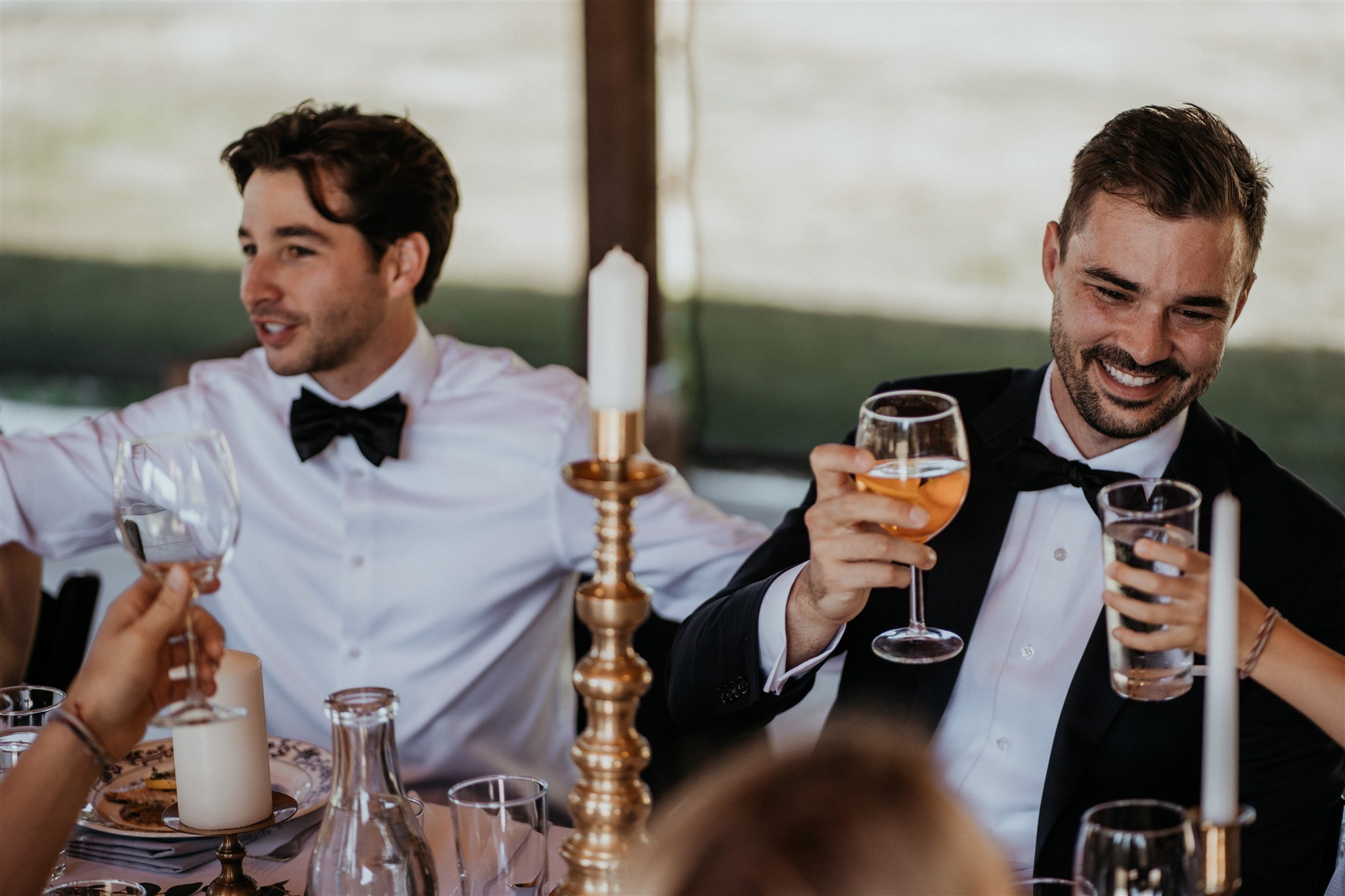 Two grooms toasting their elopement in the PNW 