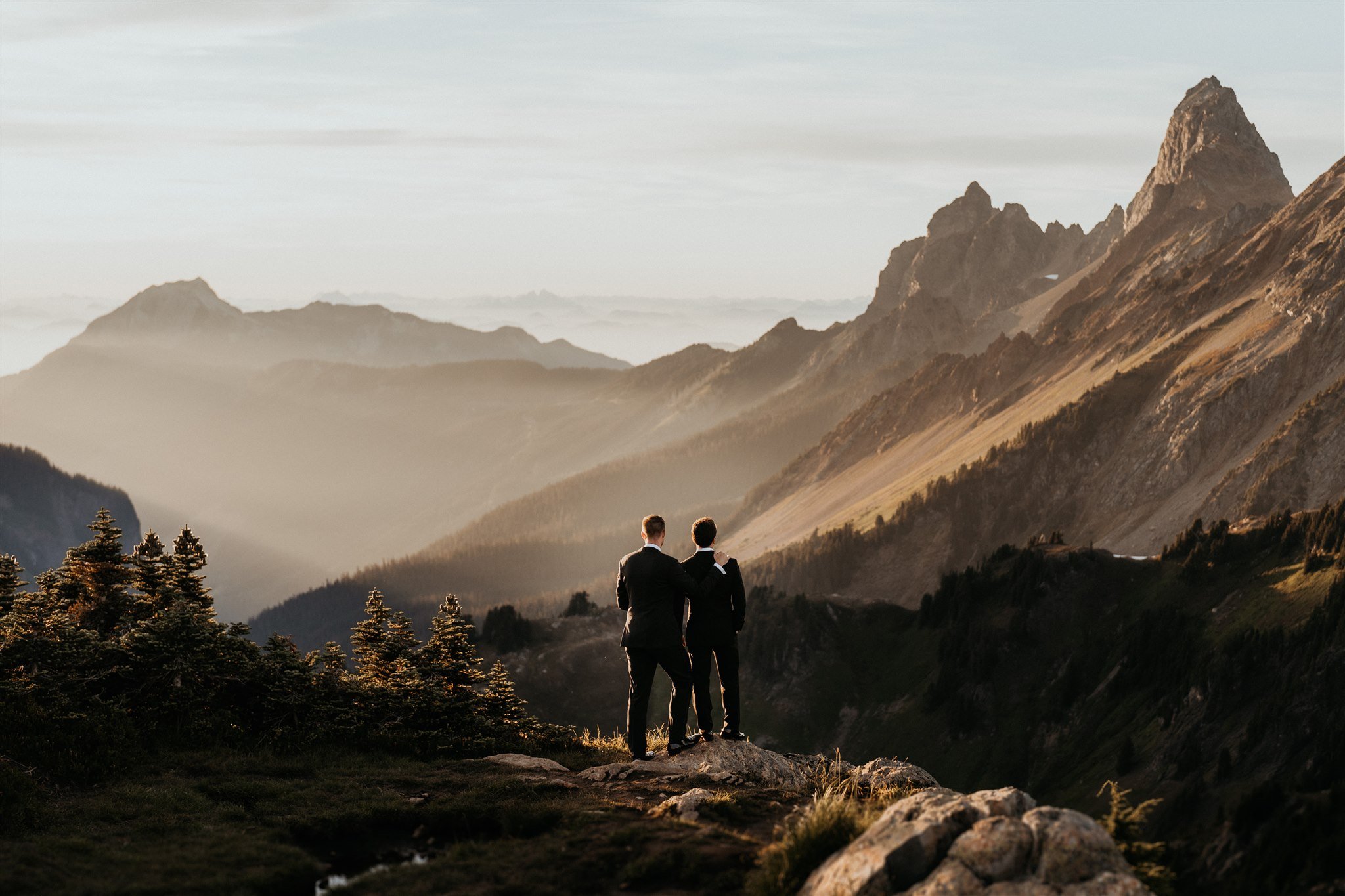 Two grooms in the North Cascades mountains for their PNW elopement