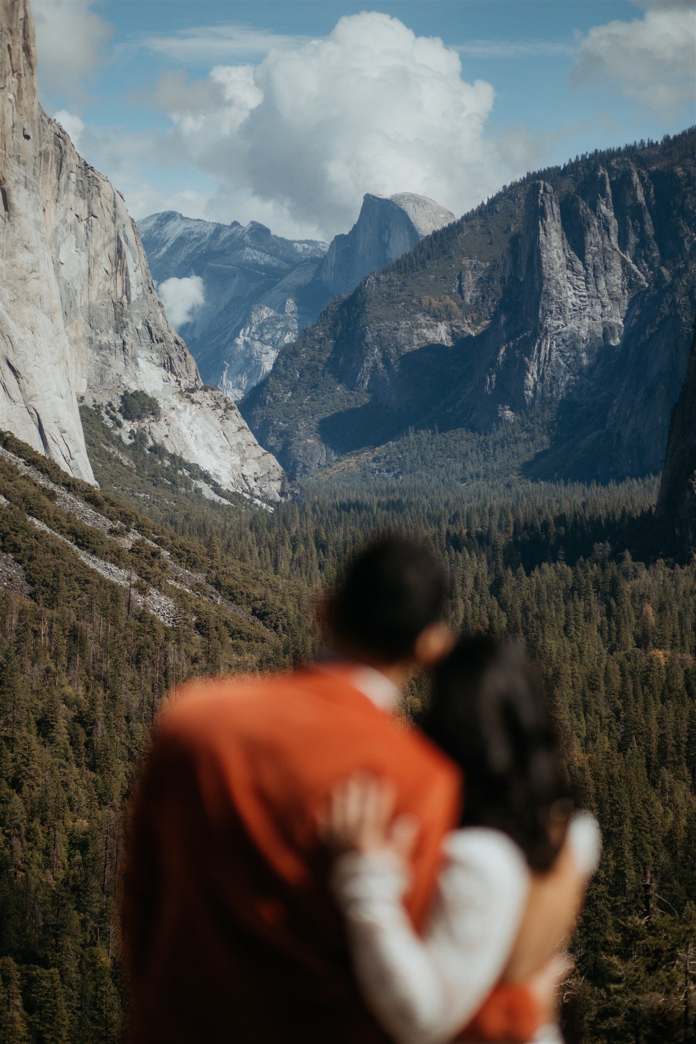 Bride and Groom at Yosemite elopement overlook