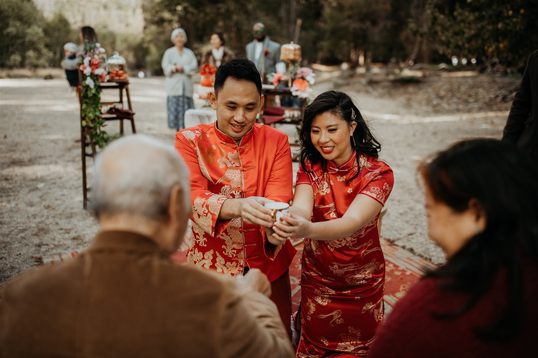 Chinese wedding tea ceremony at Yosemite National Park
