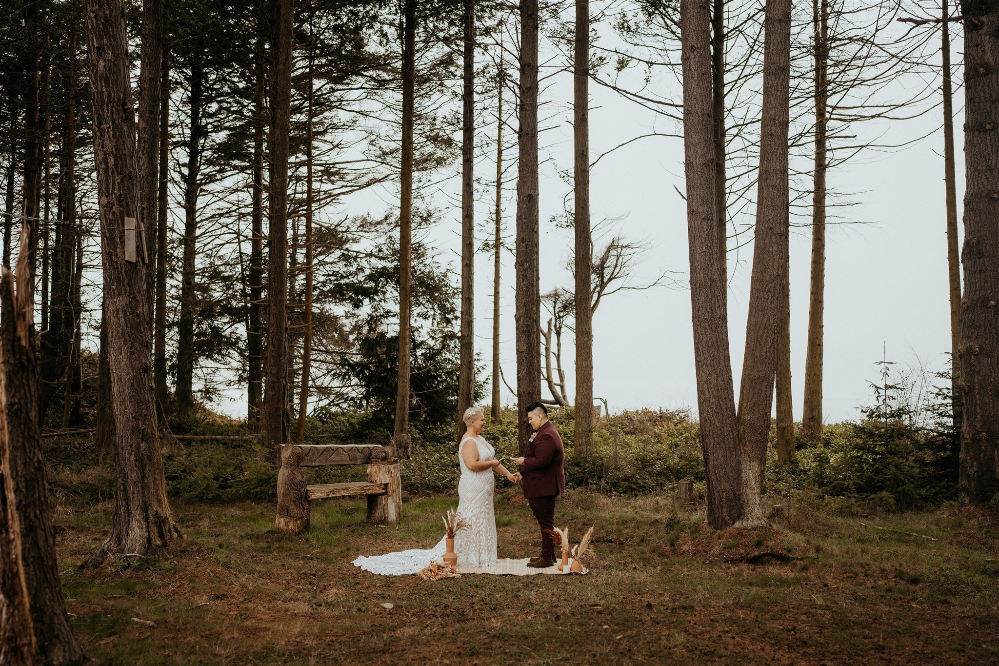 PNW elopement ceremony in the forest