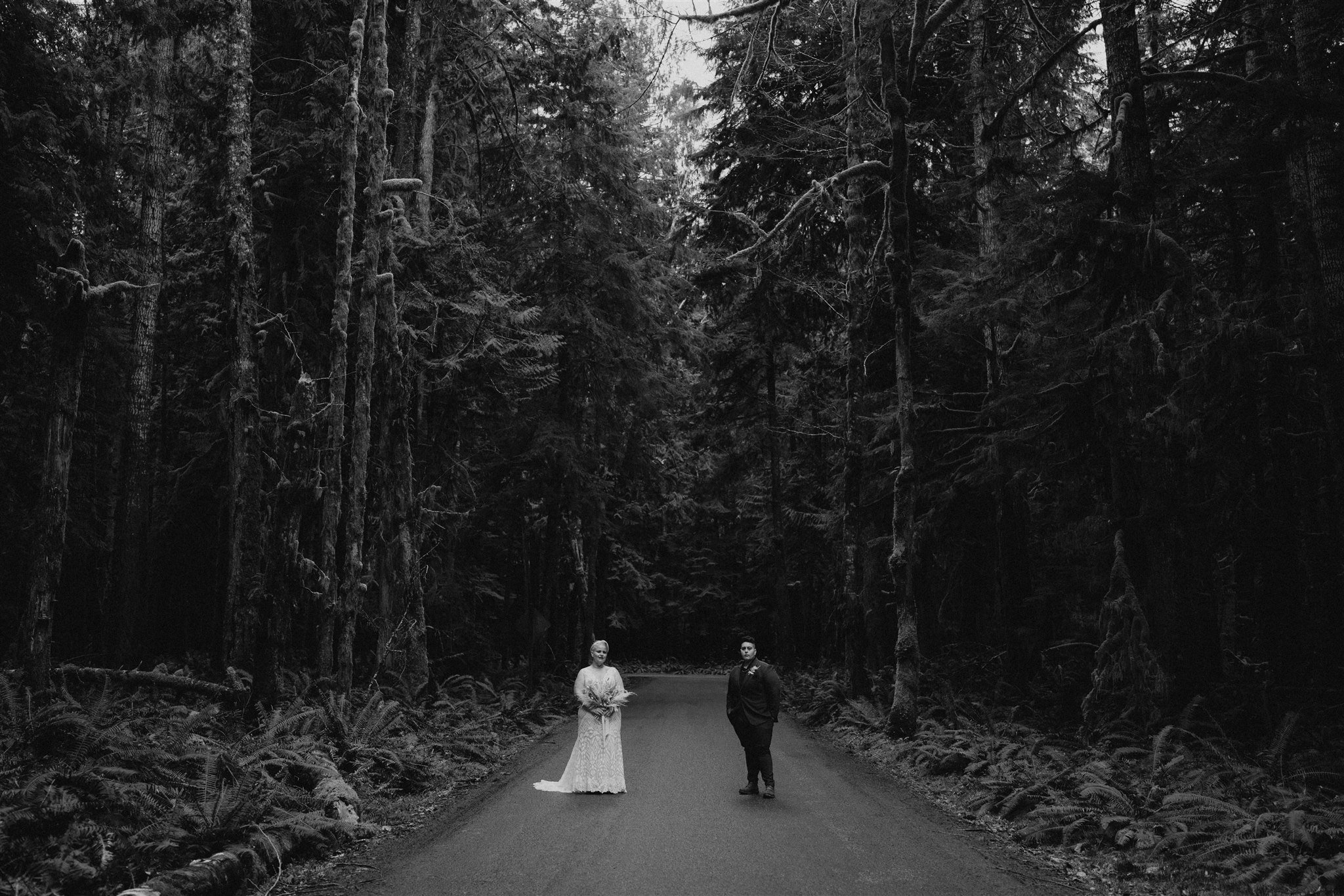 Two brides in the forest at the Olympic National Park