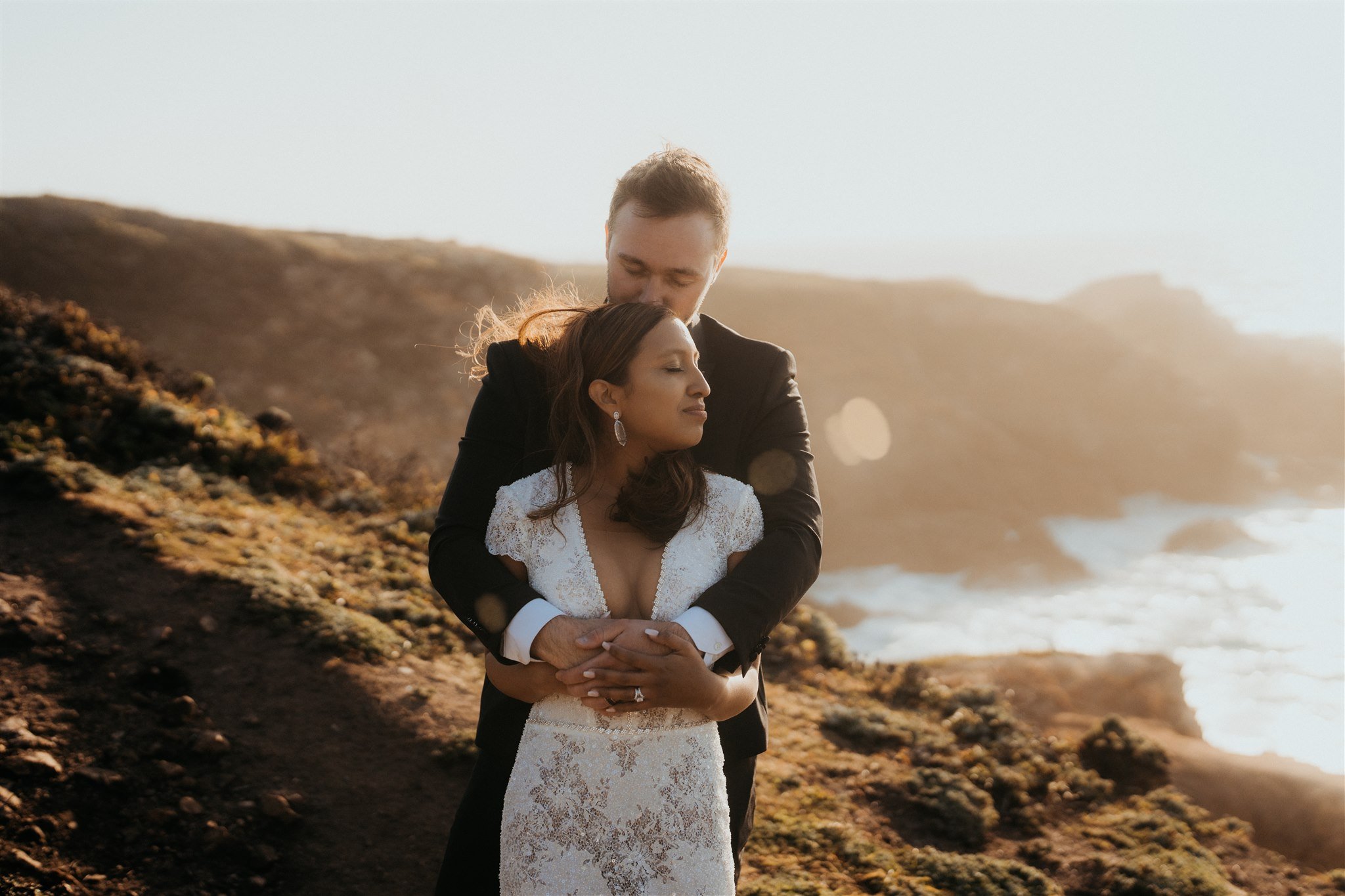 Bride and groom portraits at Big Sur elopement