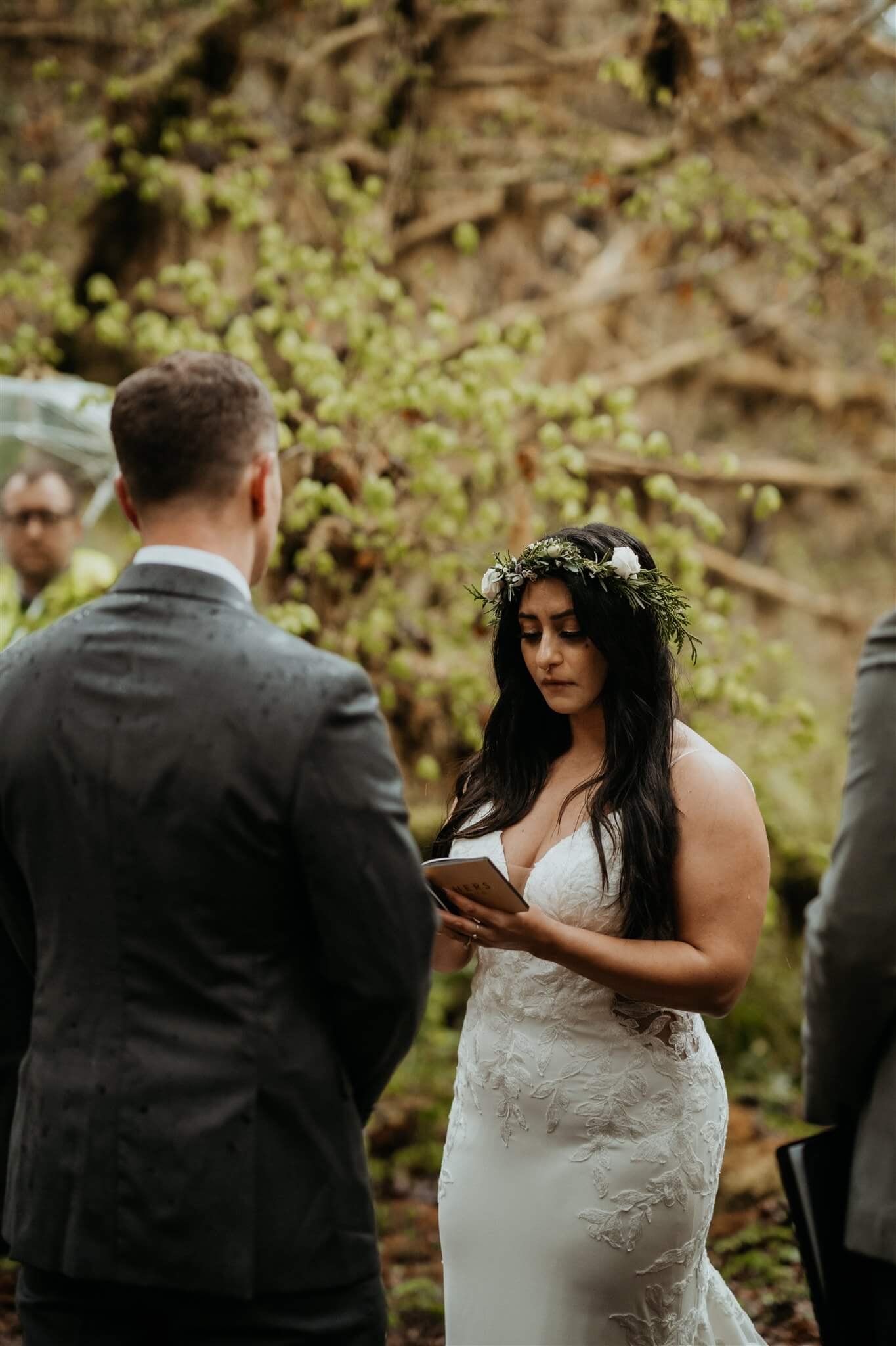 Bride tearing up during vow reading 