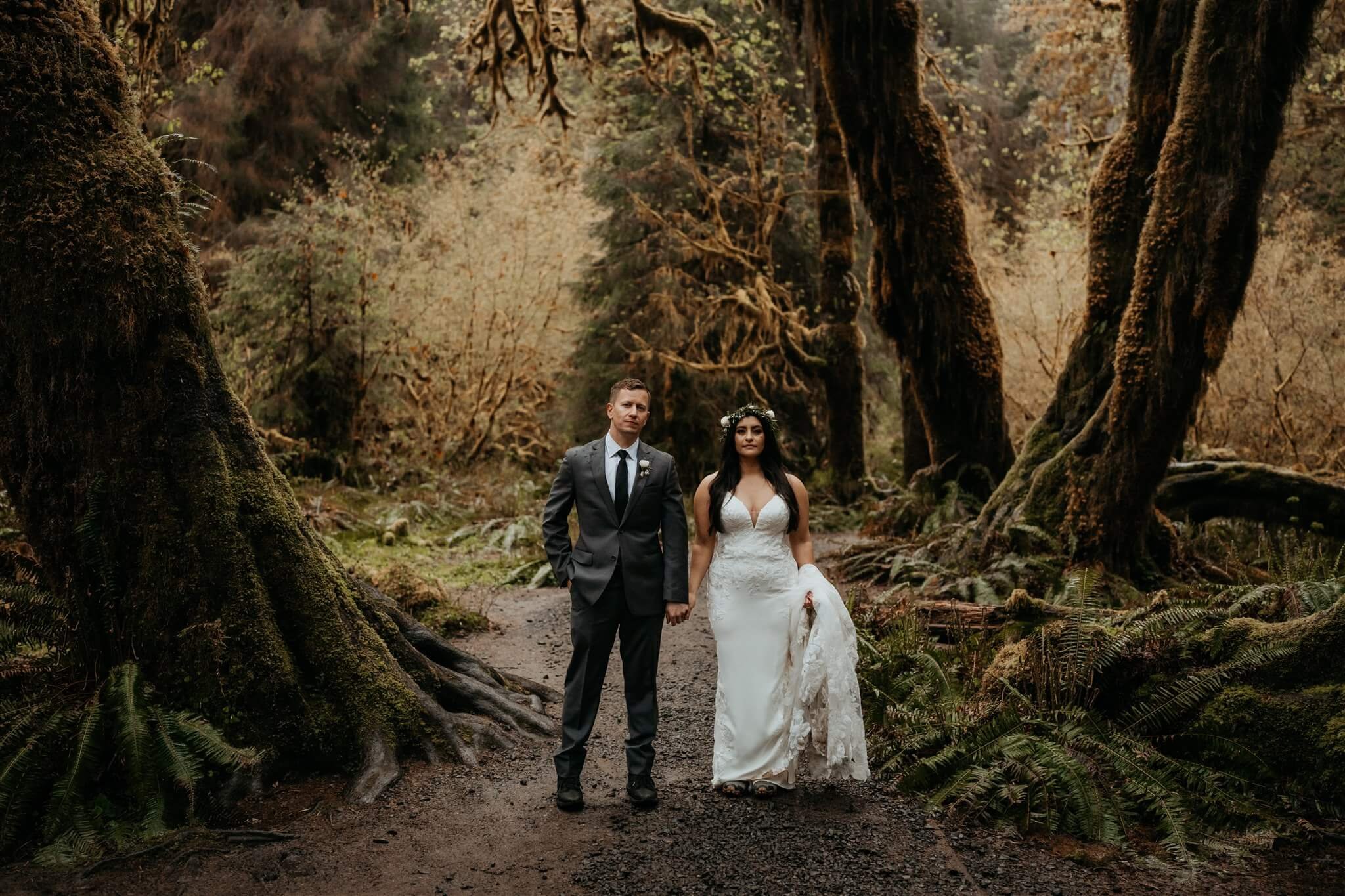 Wedding portraits in the Hoh Rainforest