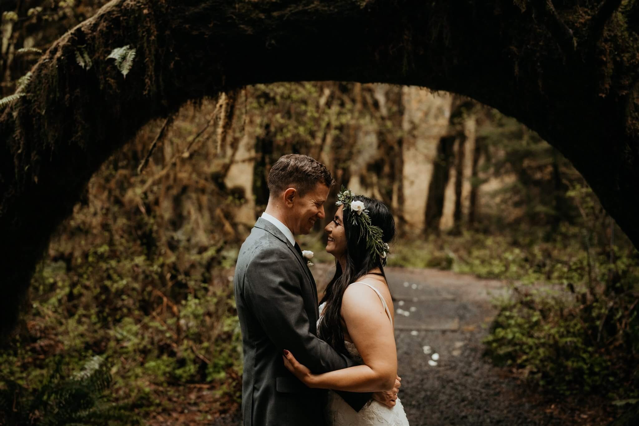 Wedding portraits in the Hoh Rainforest