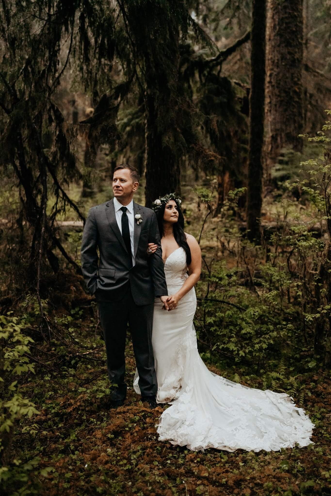 Wedding portraits in the Hoh Rainforest