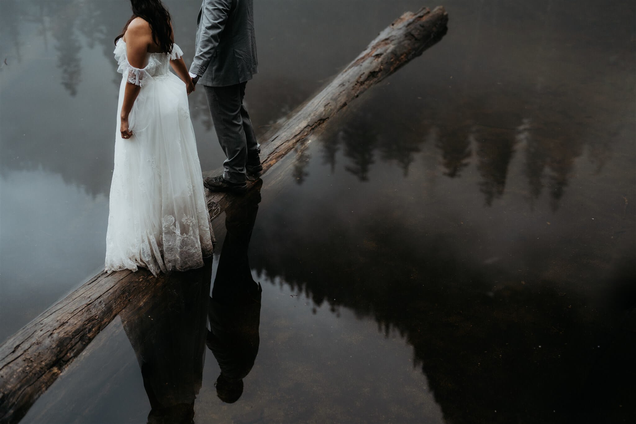 Bride and groom couple portraits at North Cascades elopement