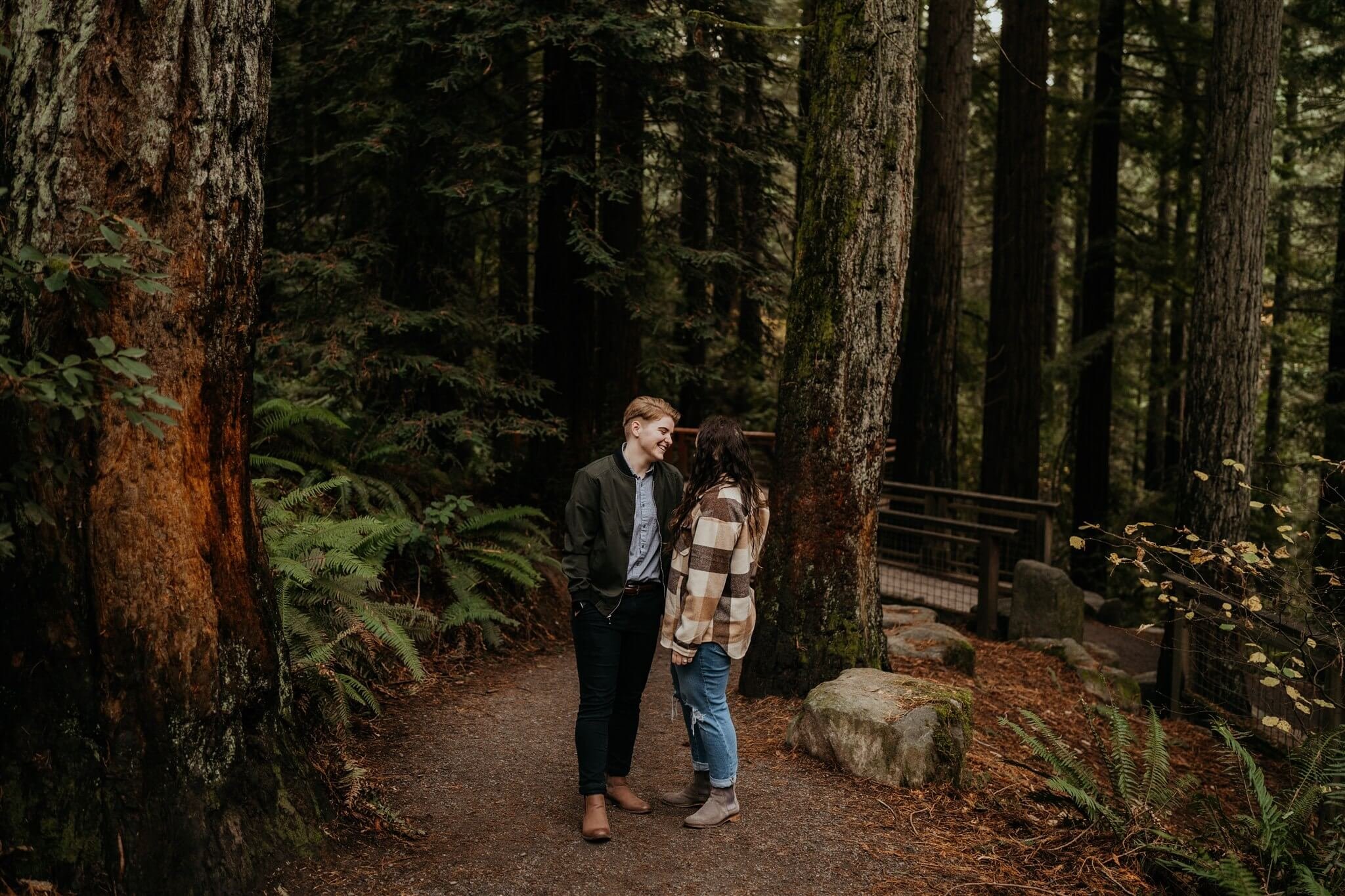 Portland engagement photos in the forest