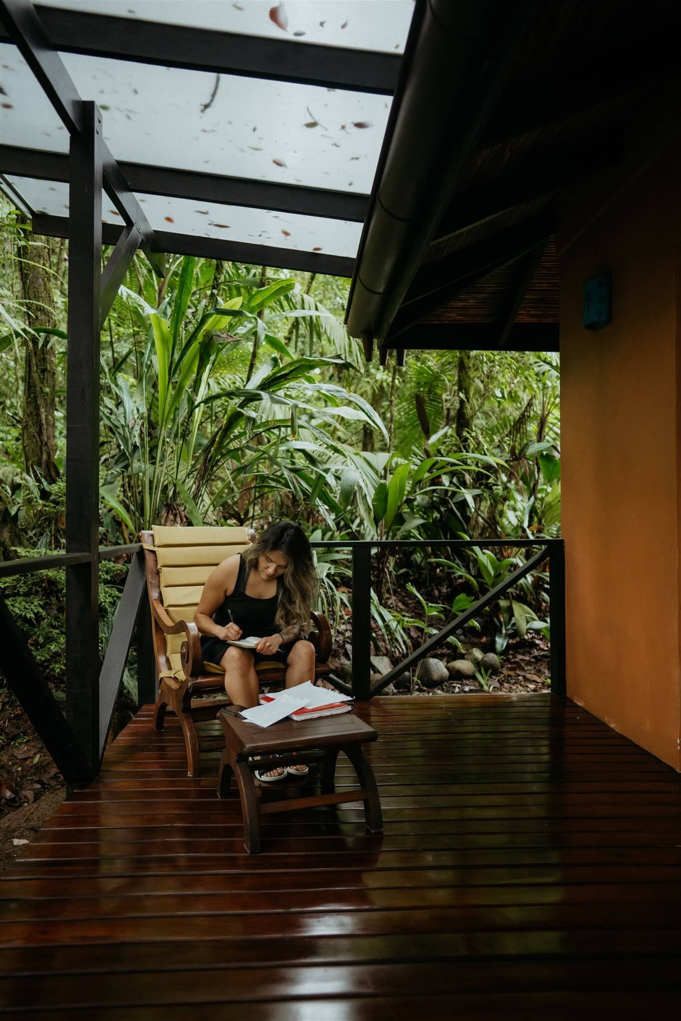 Bride writing vows before Costa Rica elopement