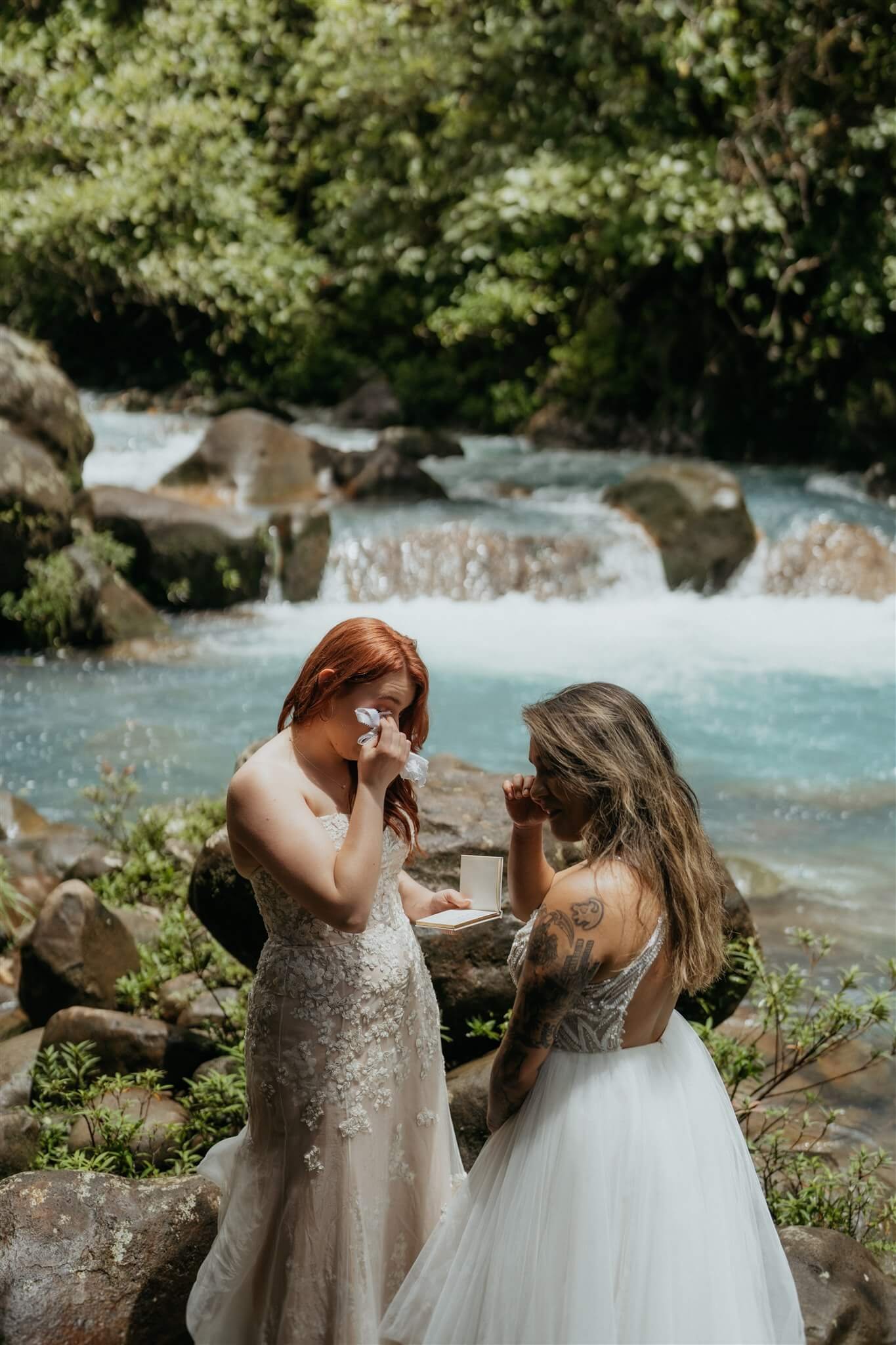 Brides get emotional during Costa Rica elopement ceremony