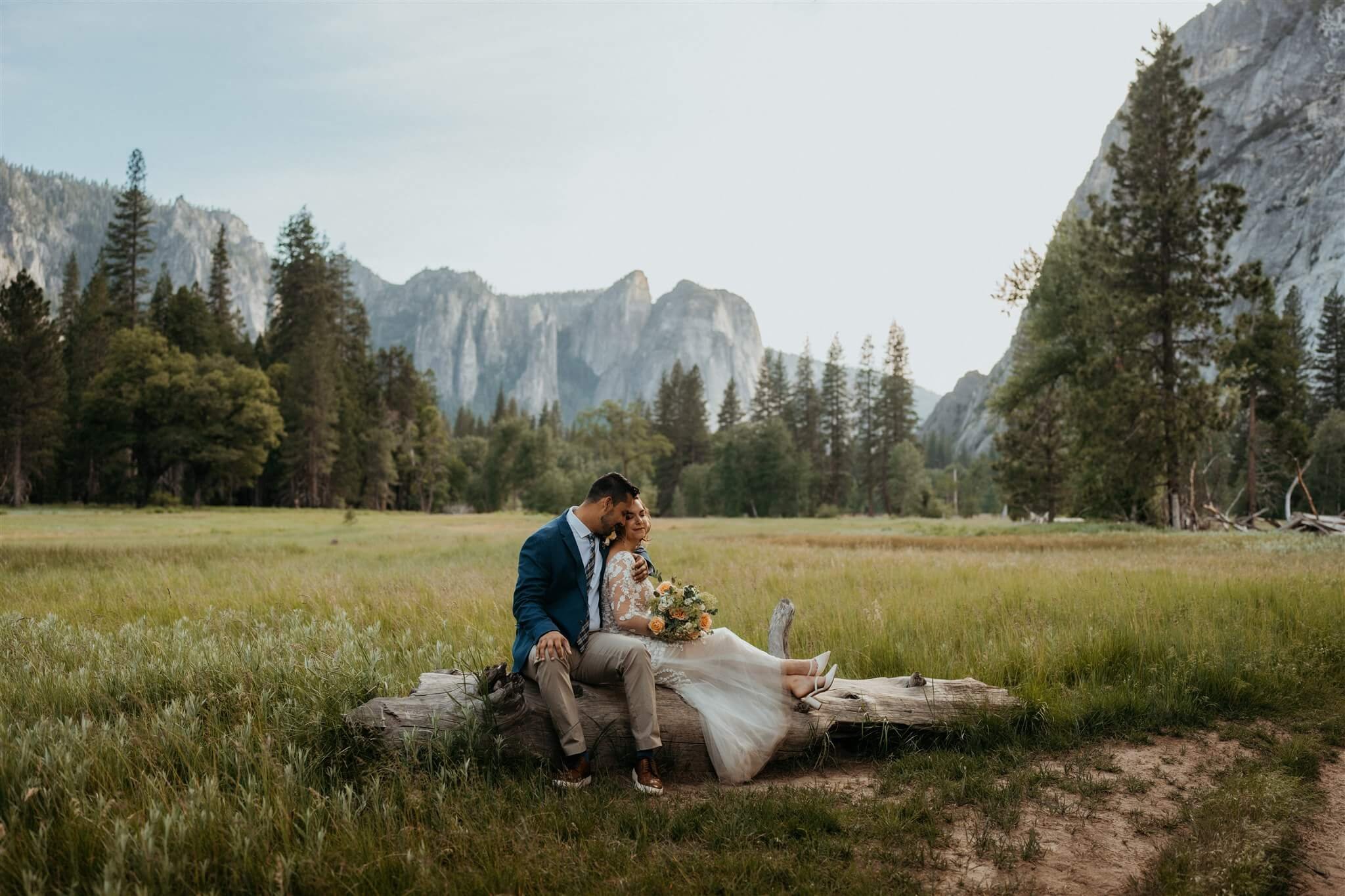 Bride and groom portraits at Yosemite National Park