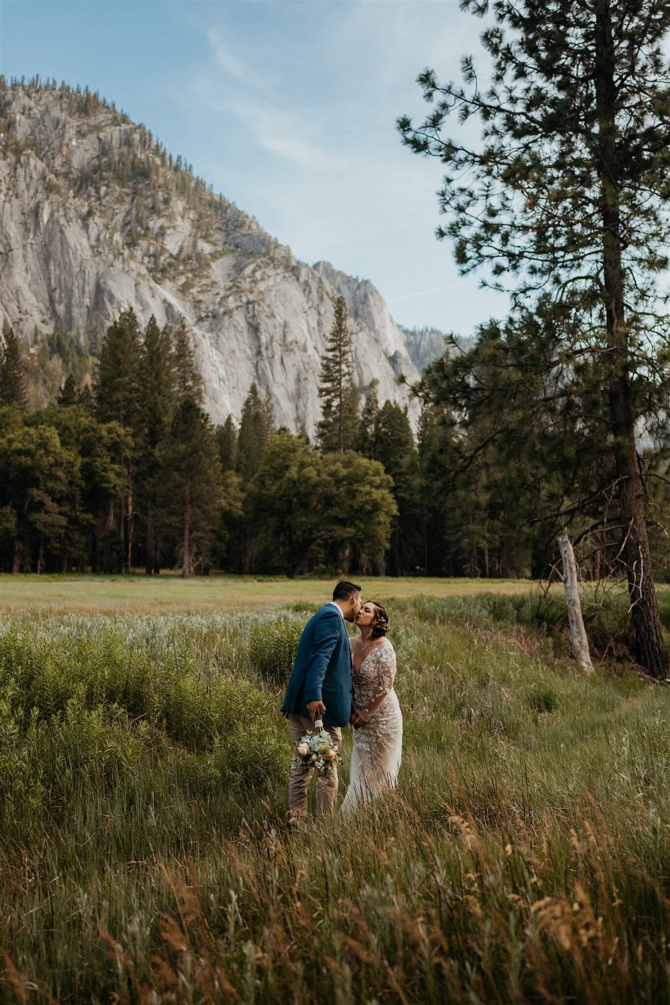 Bride and groom couple portraits in Yosemite National Park