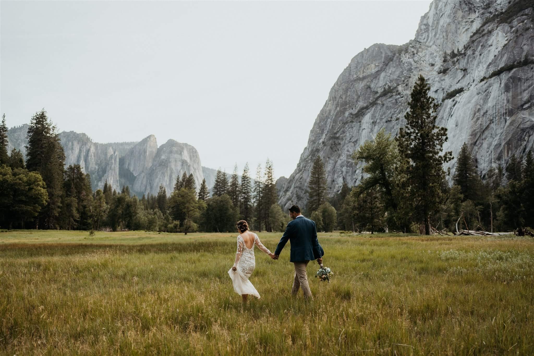 Bride and groom couple portraits during Yosemite National Park elopement