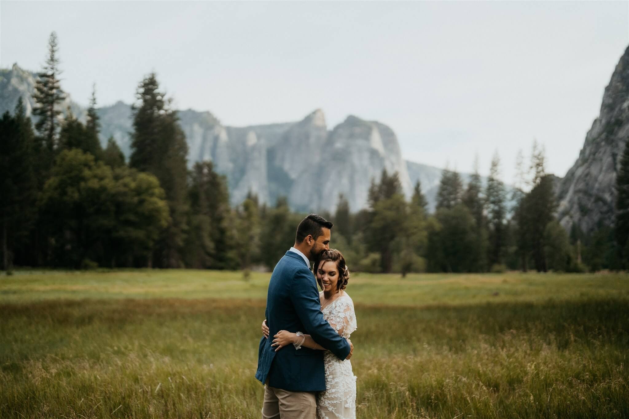 Bride and groom couple portraits at Yosemite National Park elopement