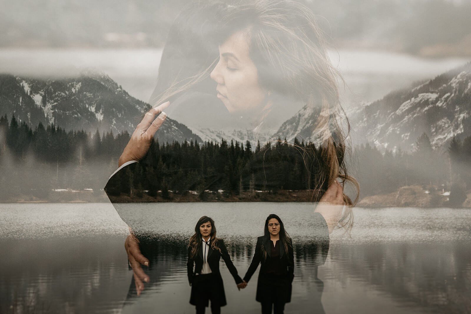 Gold Creek Pond engagement photos with same sex couple