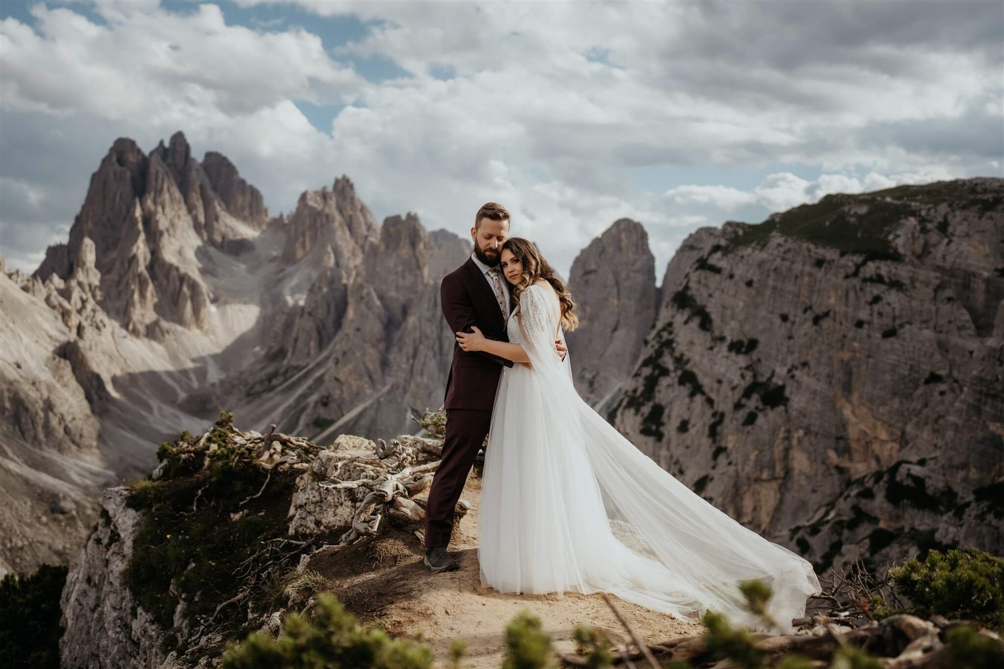 Bride and groom couple portraits in the Dolomites for their private vow renewal