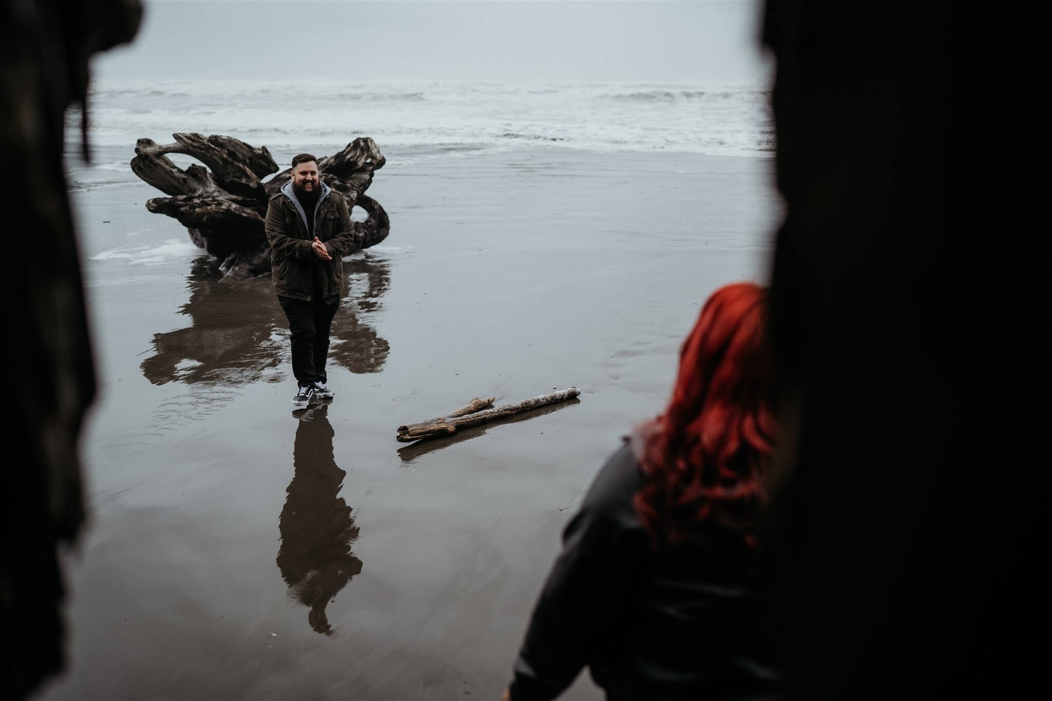 Couple photos at Ruby Beach in Olympic National Park
