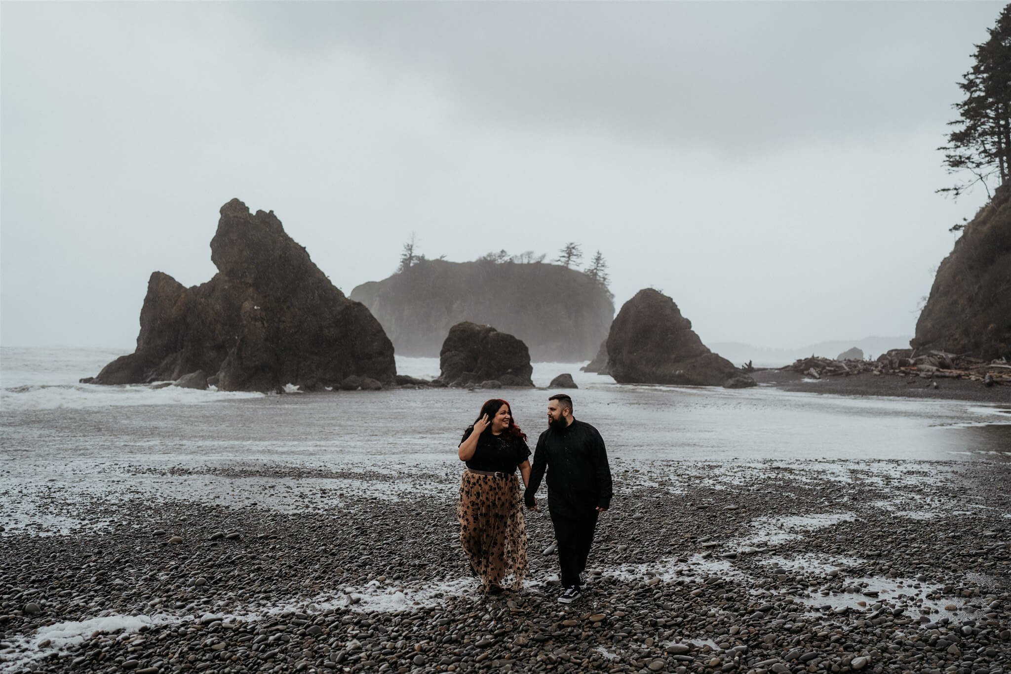 Halloween engagement photos at Ruby Beach in Olympic National Park