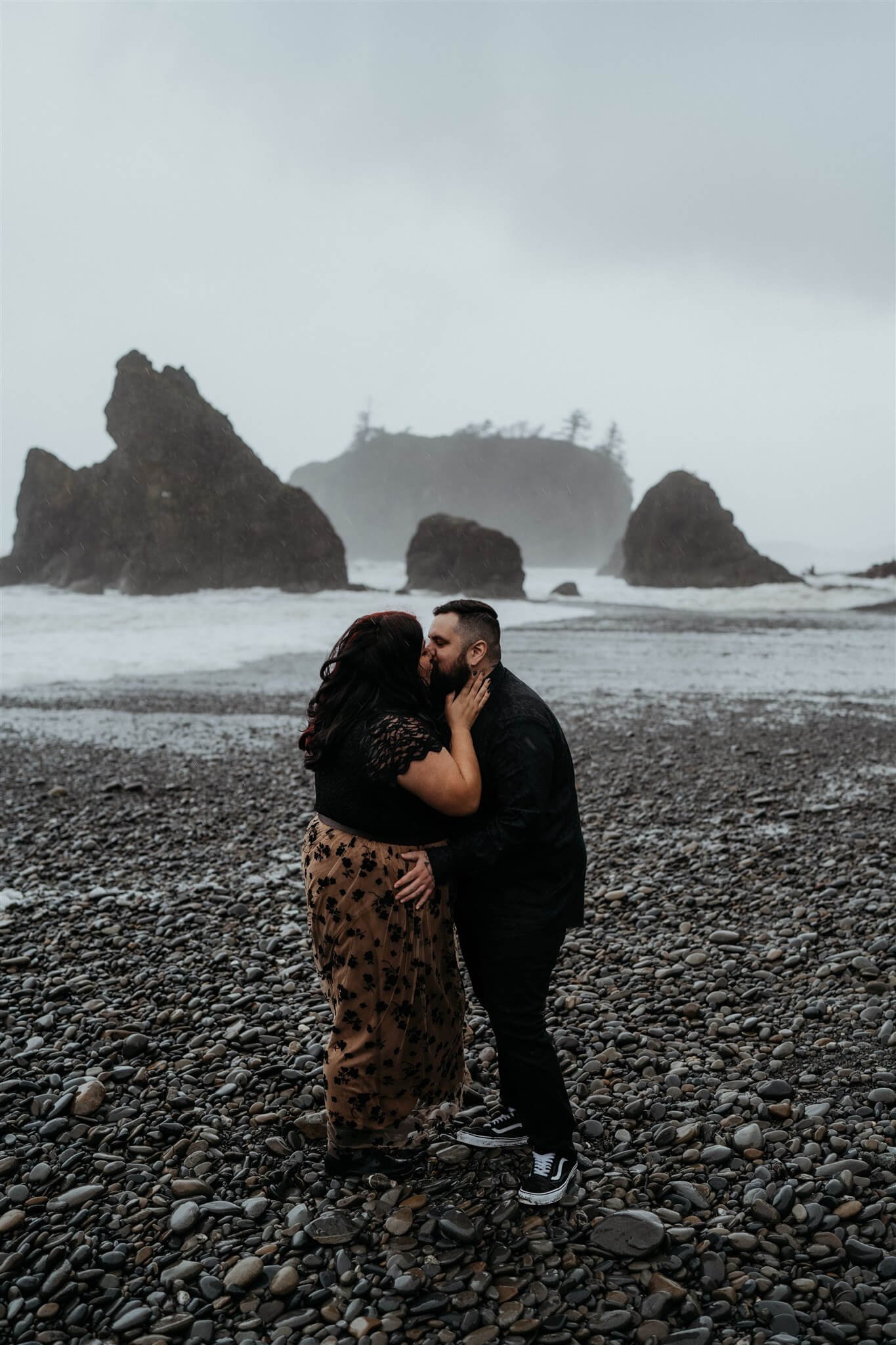 Halloween engagement photos at Ruby Beach in Olympic National Park