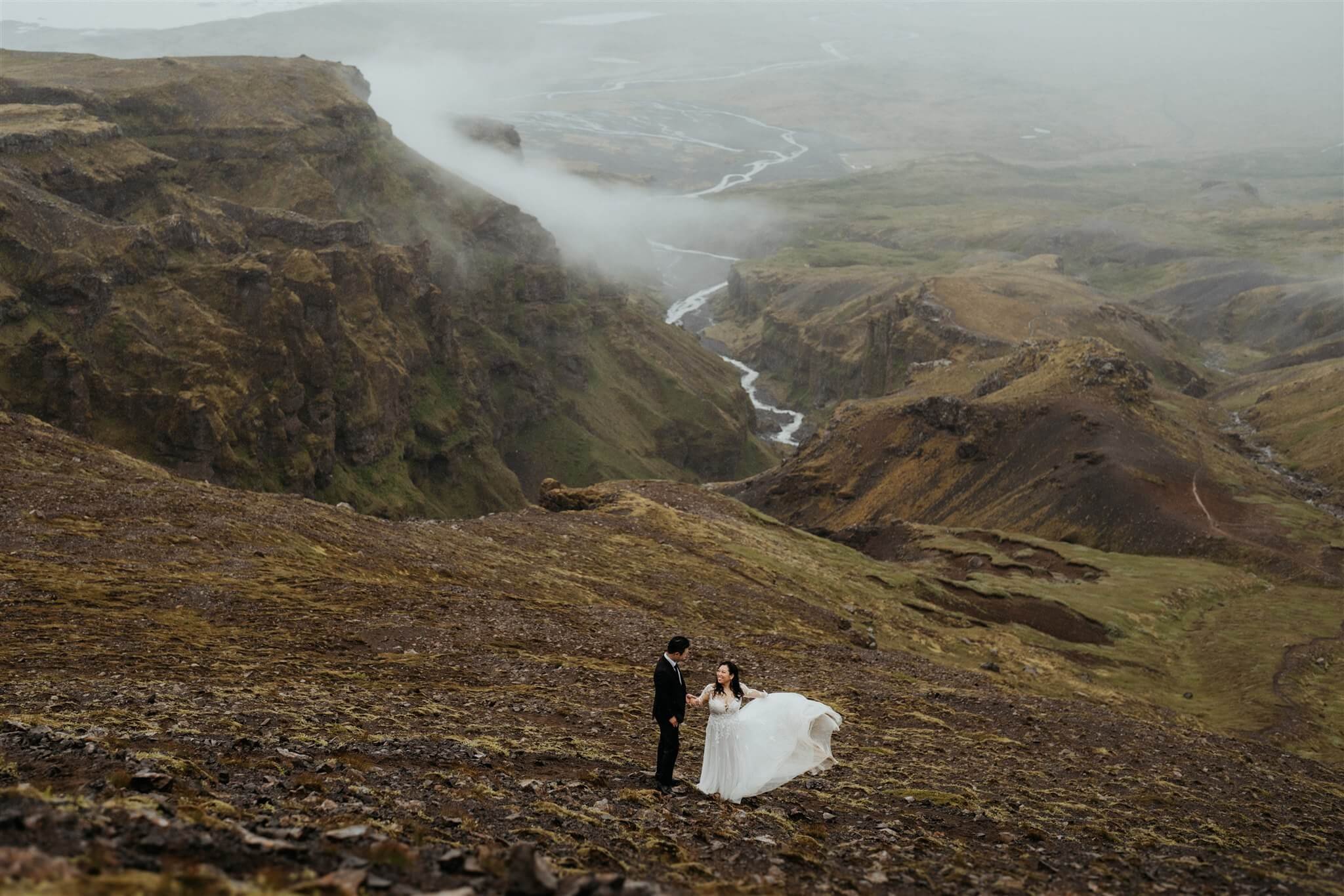 Bride and groom couple portraits during Iceland elopement