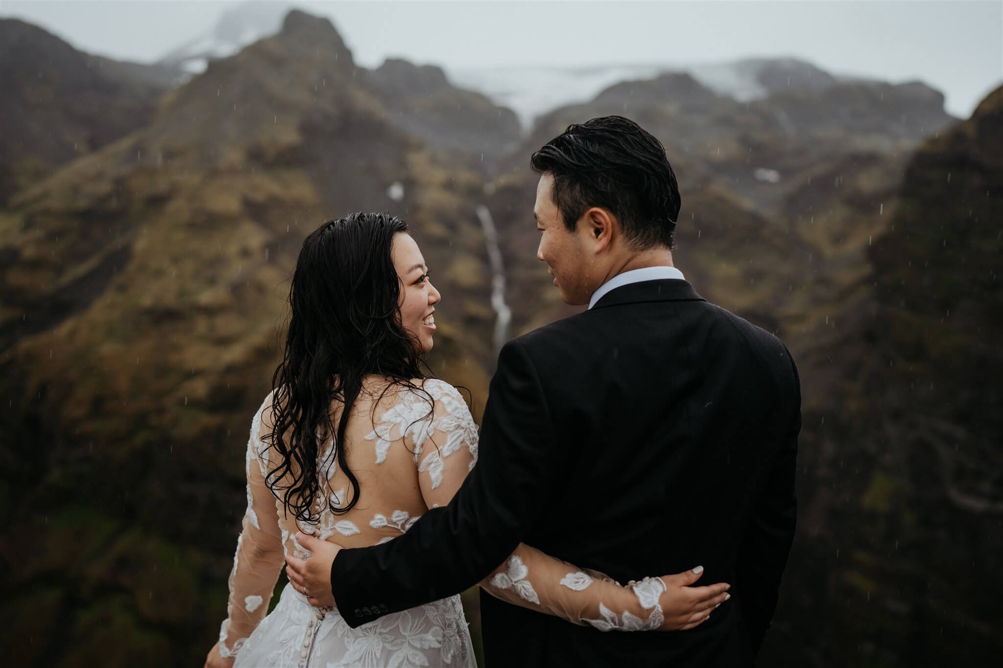 Bride and groom Iceland elopement portraits