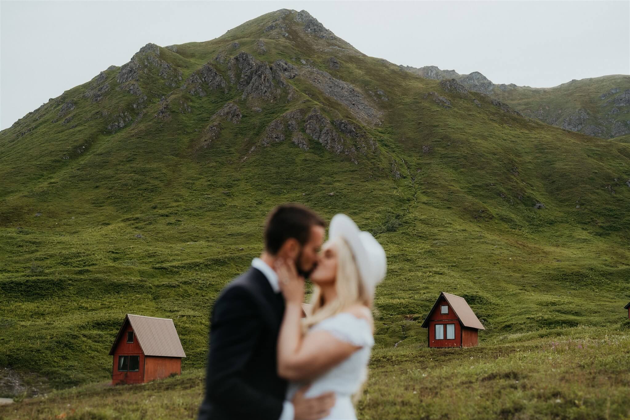 Bride and groom couple portraits during Alaska elopement