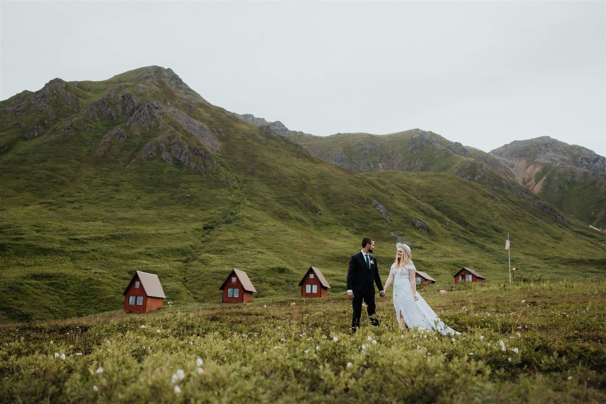 Bride and groom couple portraits during Alaska elopement