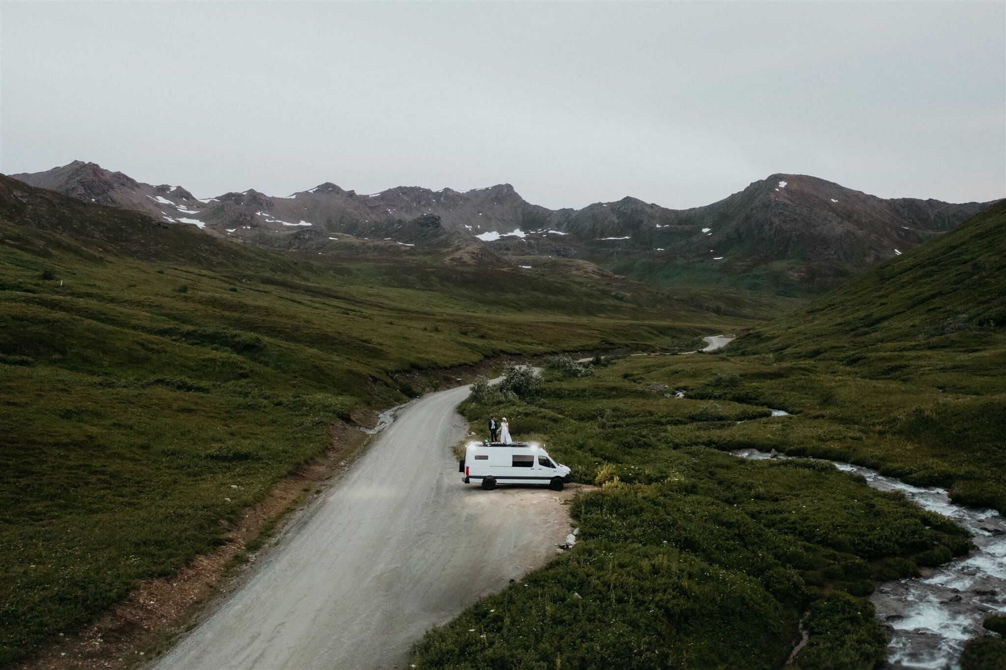 Bride and groom couple portraits during Alaska elopement