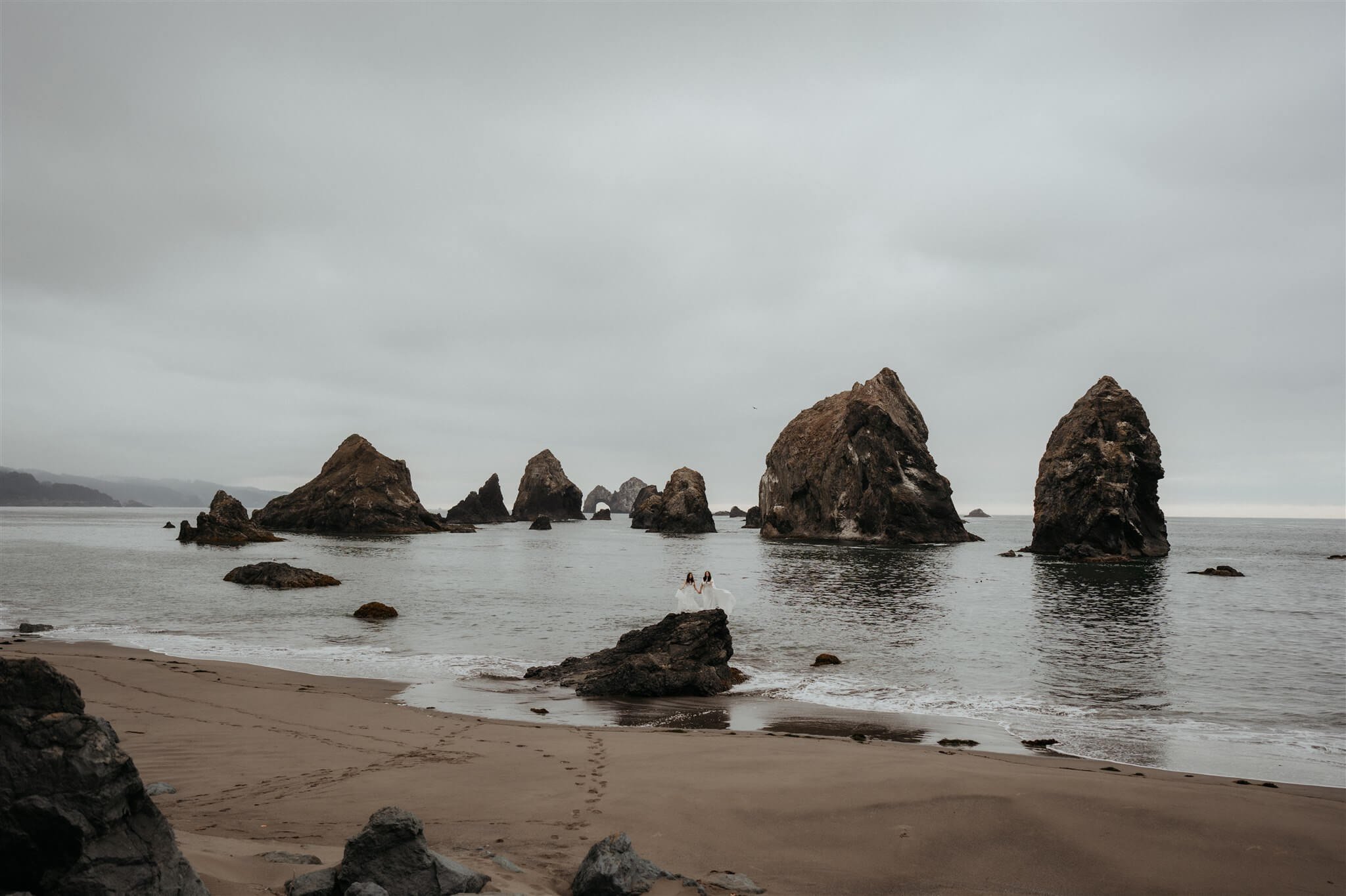 Bride couple portraits at two day wedding on the Oregon Coast