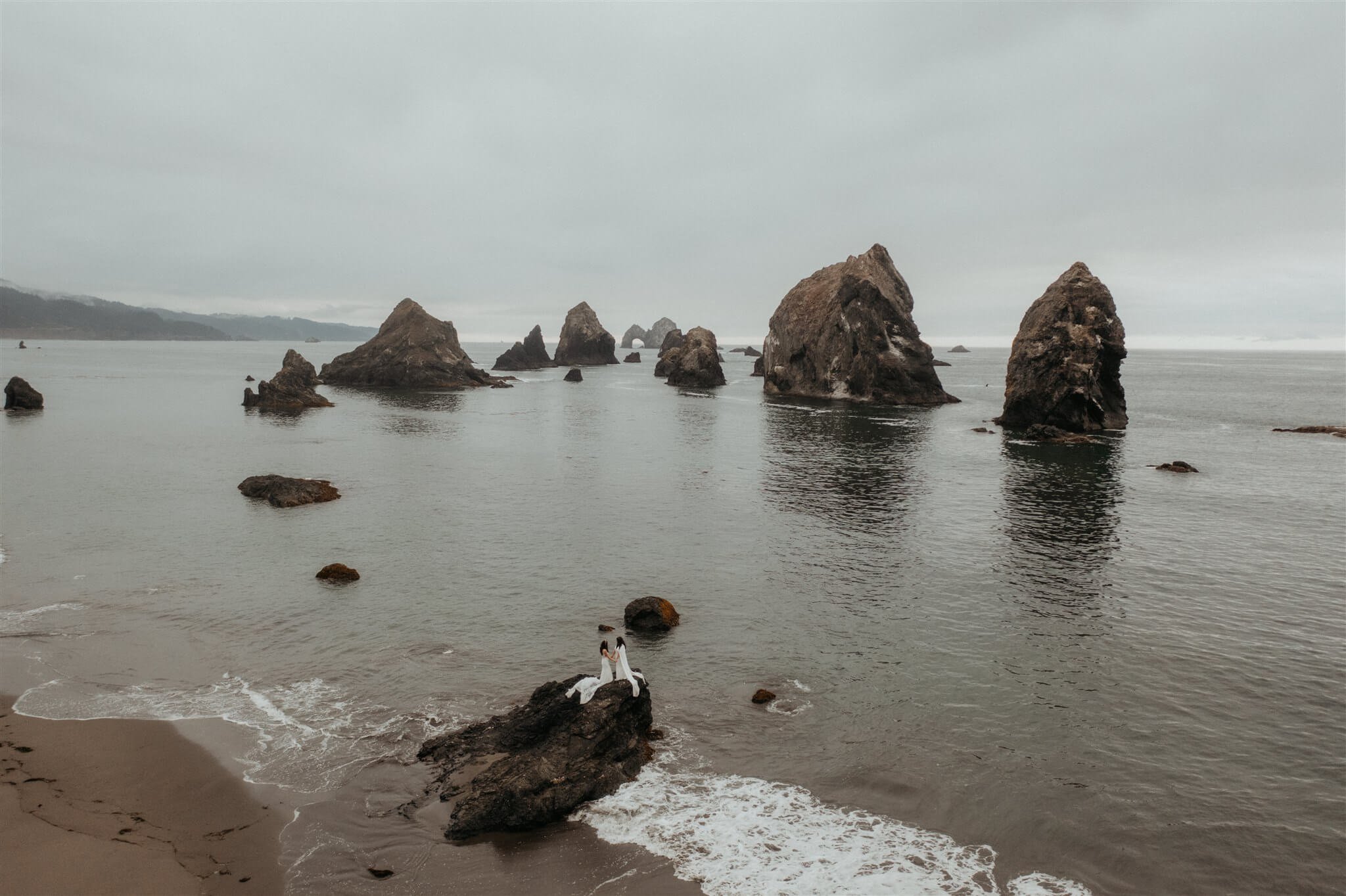 Bride couple portraits at two day wedding on the Oregon Coast