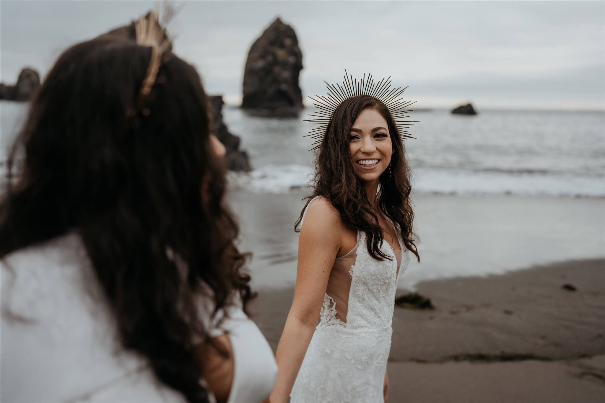 Bride couple portraits at two day wedding on the Oregon Coast