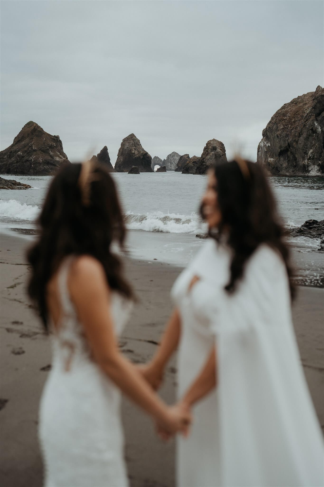 Bride couple portraits at two day wedding on the Oregon Coast
