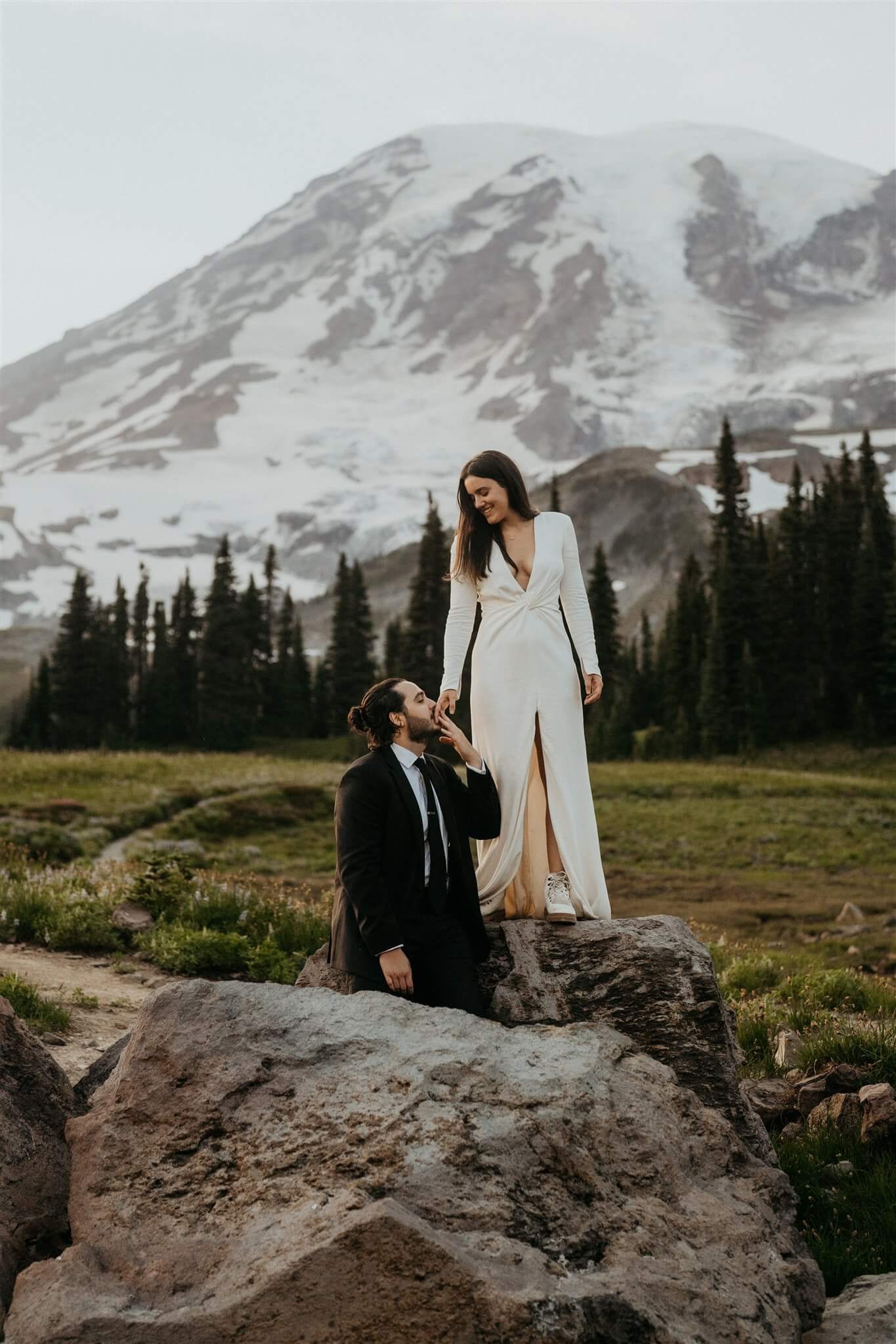 Adventure wedding portraits at Mount Rainier
