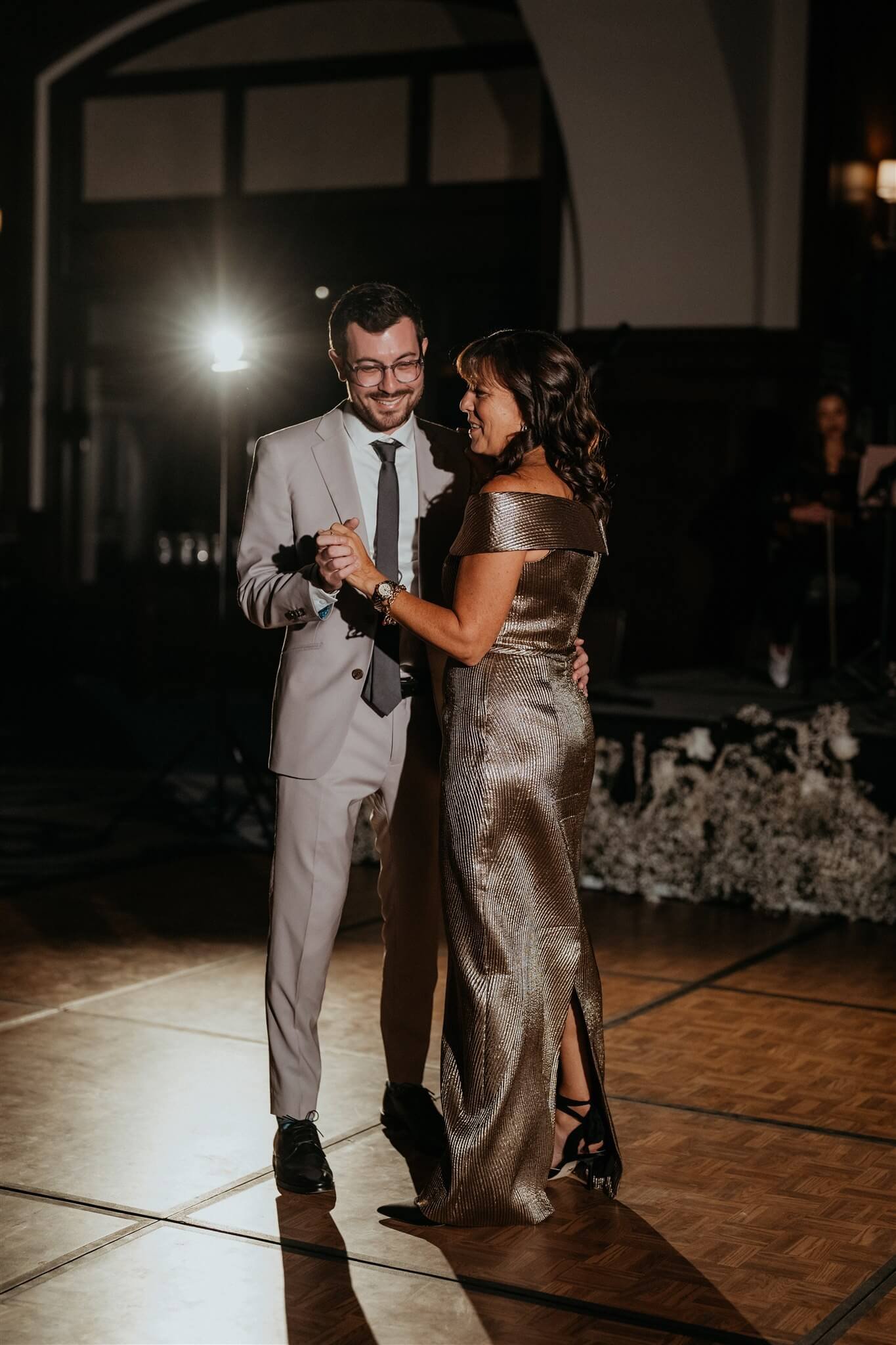 Groom and mother first dance at Lake Louise wedding