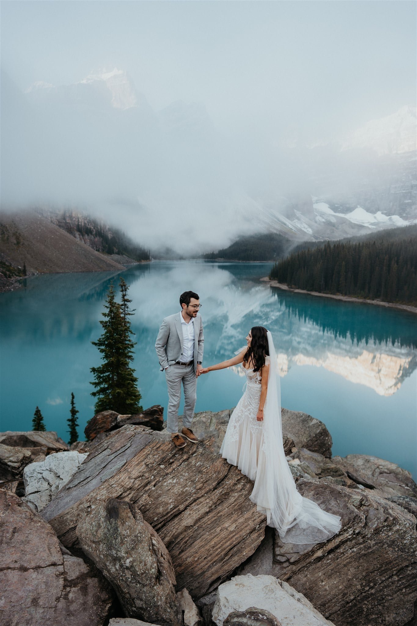 Adventure elopement portraits at Lake Louise