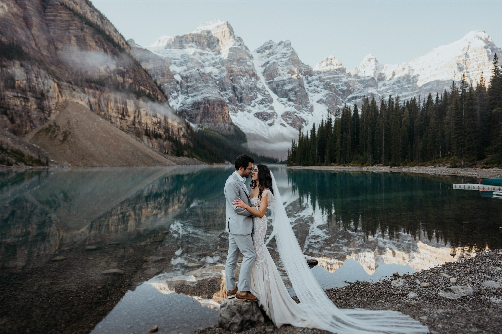 Adventure elopement portraits at Lake Louise