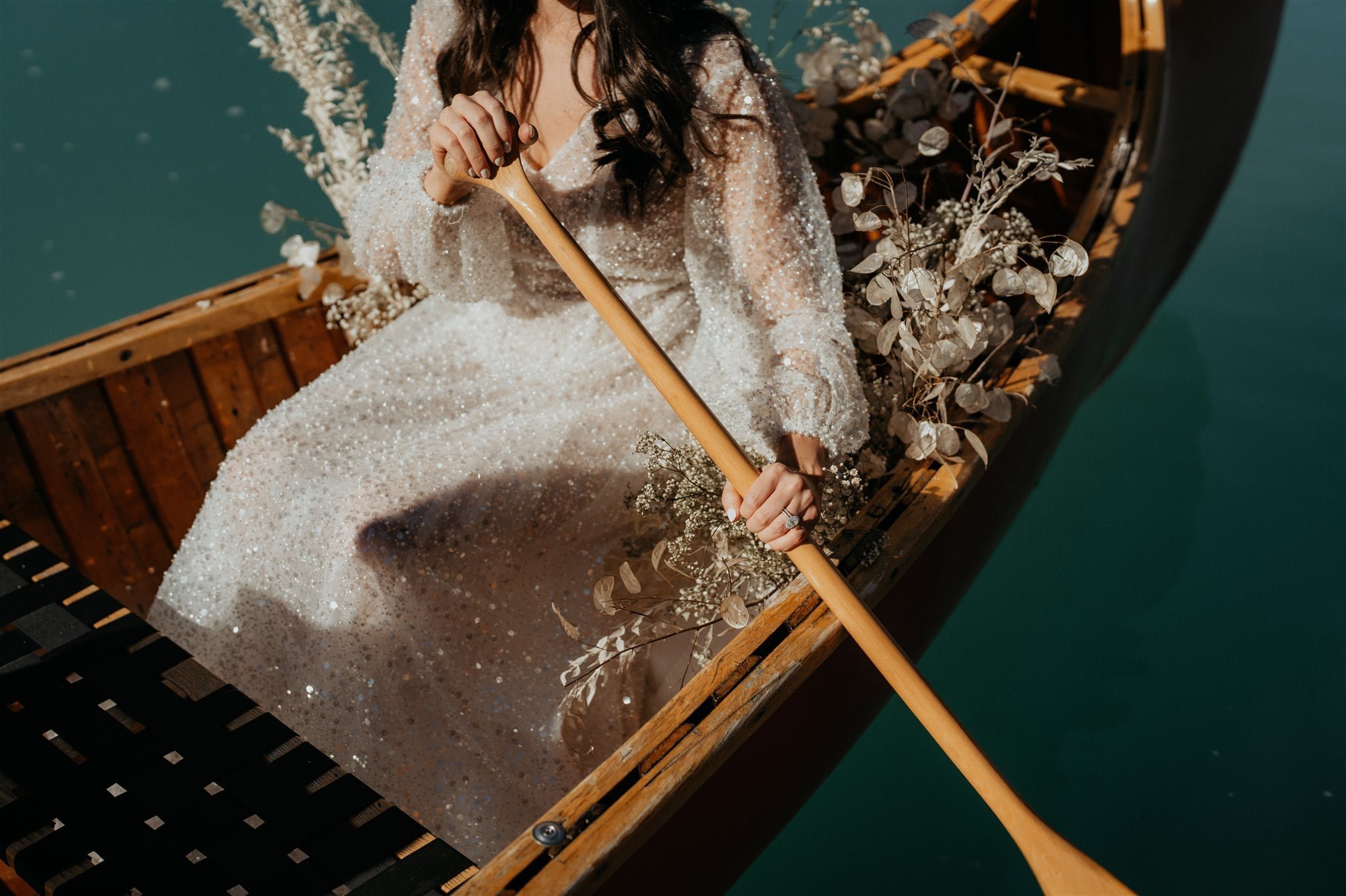 Canoe adventure elopement photos in Alberta, Canada