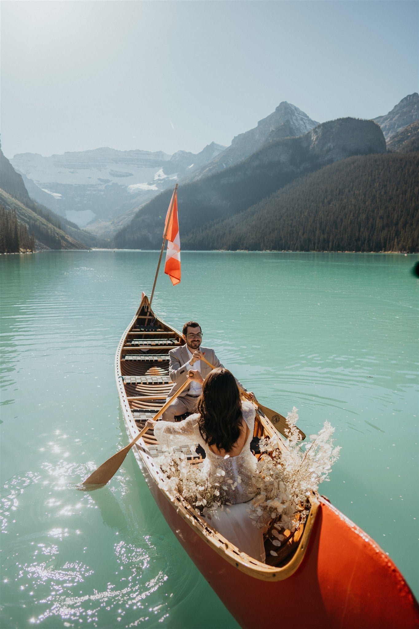 Canoe adventure elopement photos in Alberta, Canada