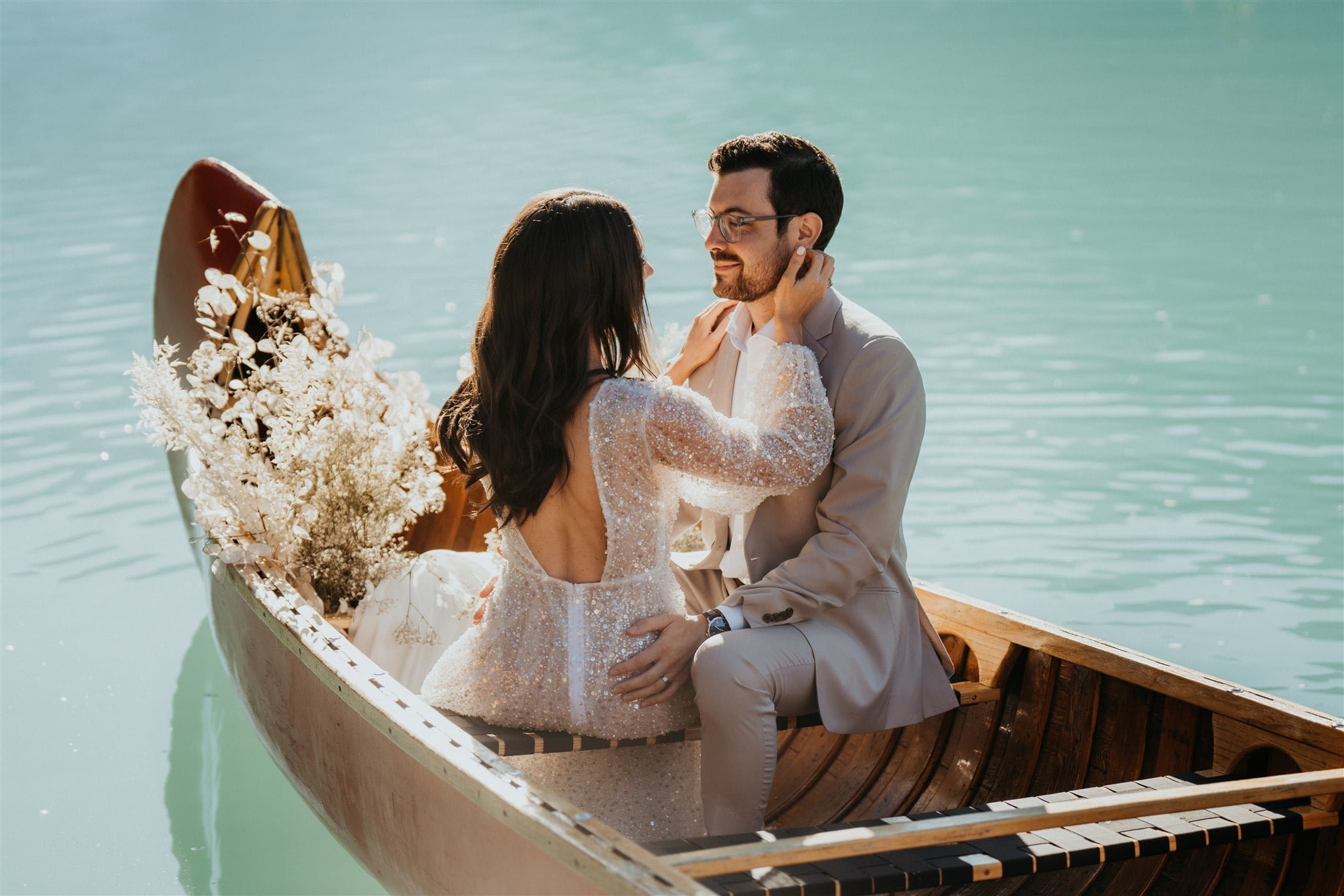 Canoe adventure elopement photos in Alberta, Canada