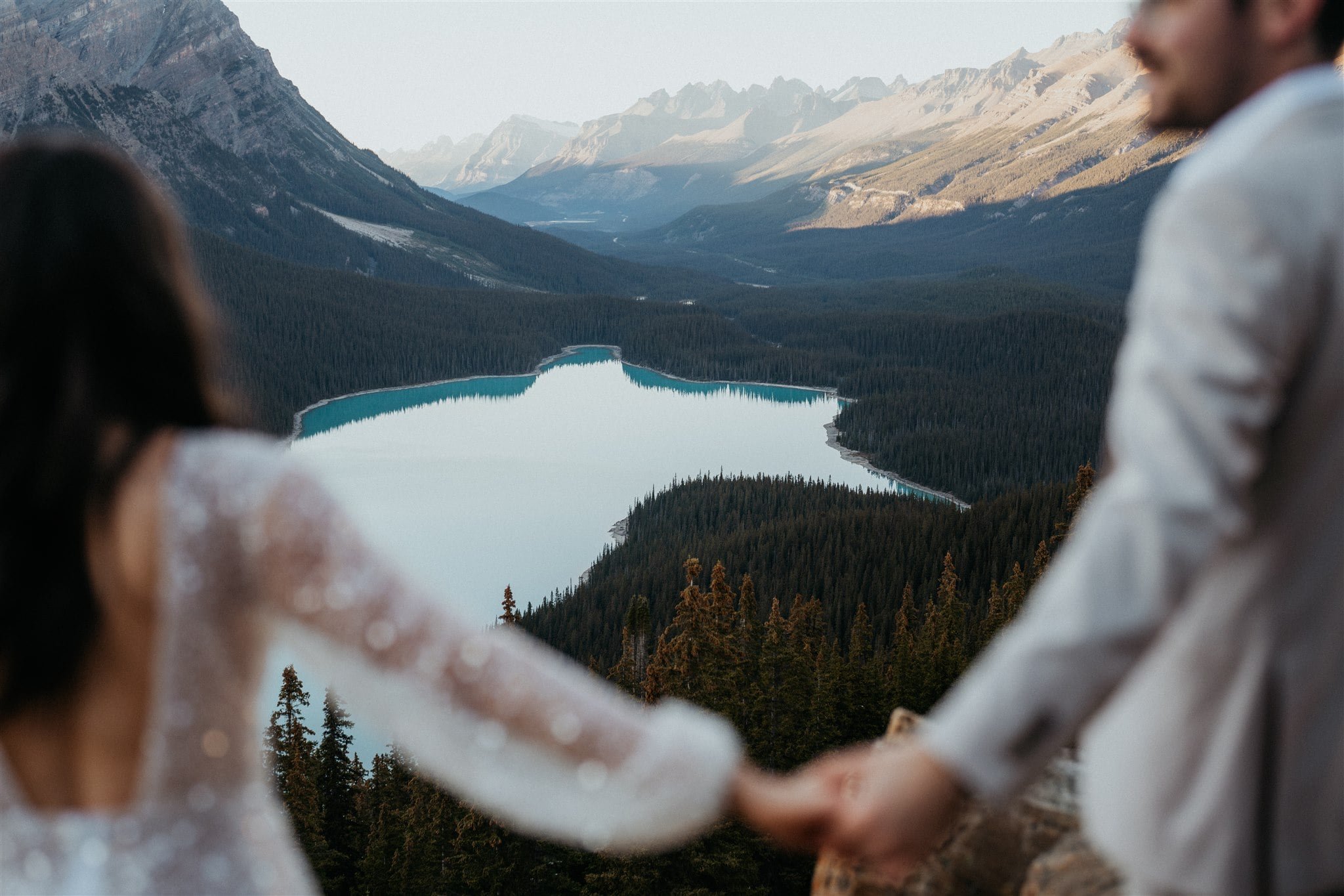 Sunset elopement portraits in Banff, Alberta, Canada