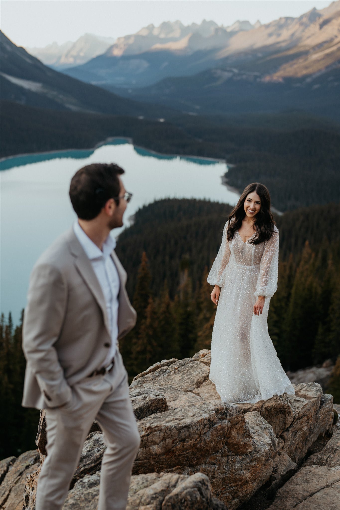 Sunset elopement portraits in Banff, Alberta, Canada