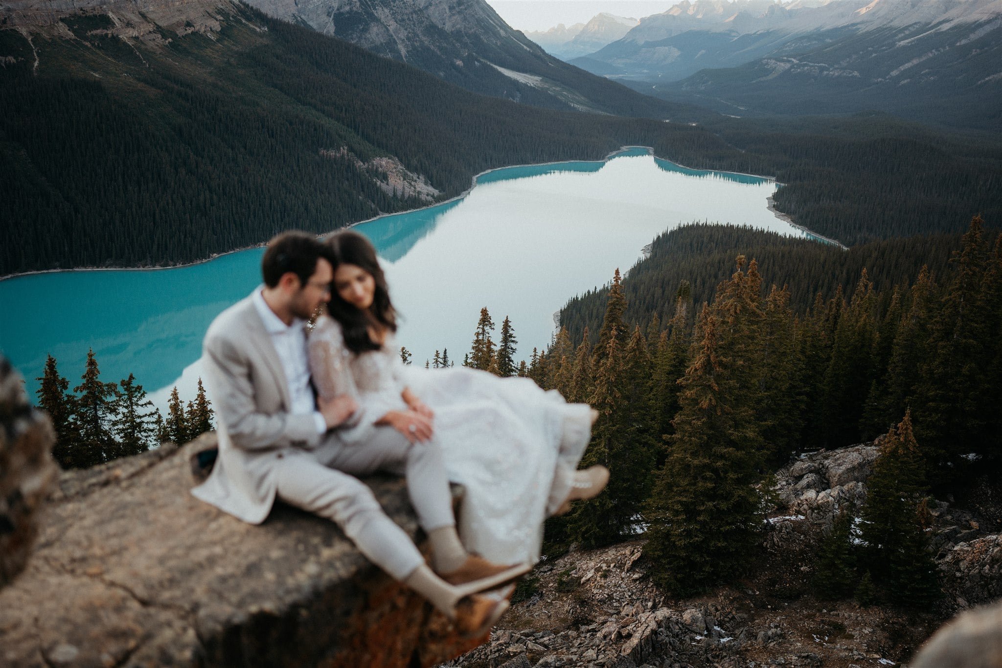 Sunset elopement portraits in Banff, Alberta, Canada