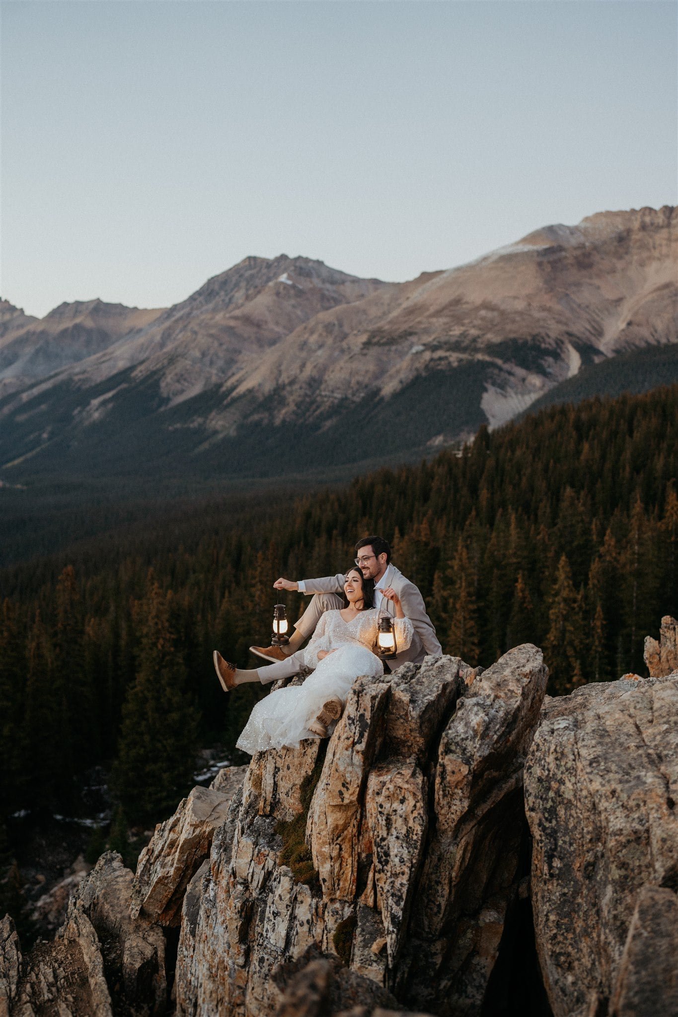 Sunset elopement portraits in Banff, Alberta, Canada
