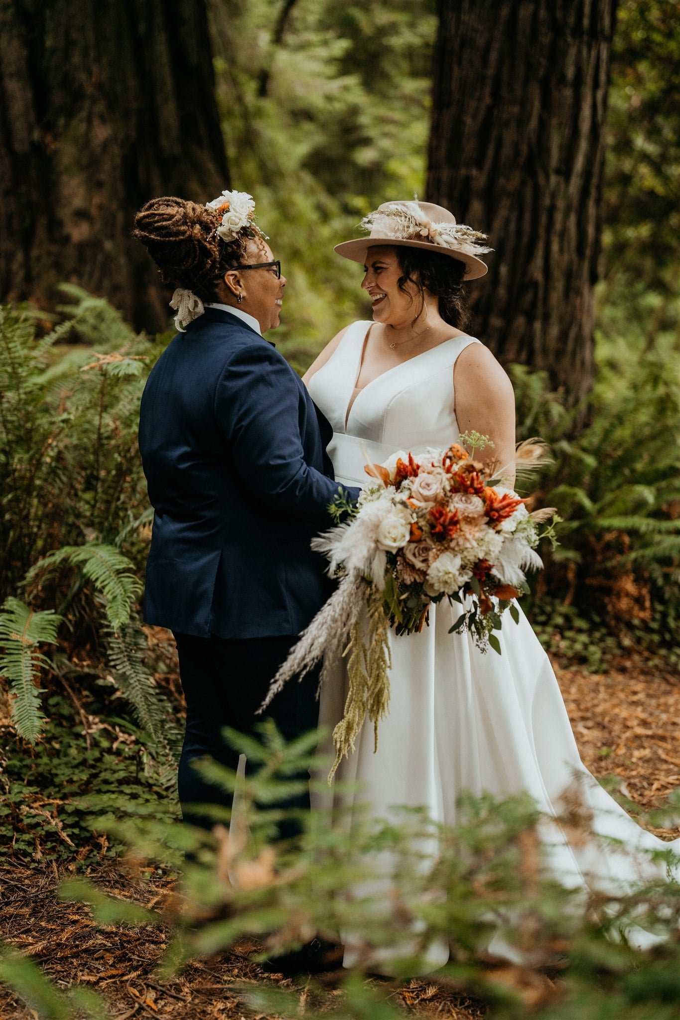 Bridal portraits at Oregon forest elopement