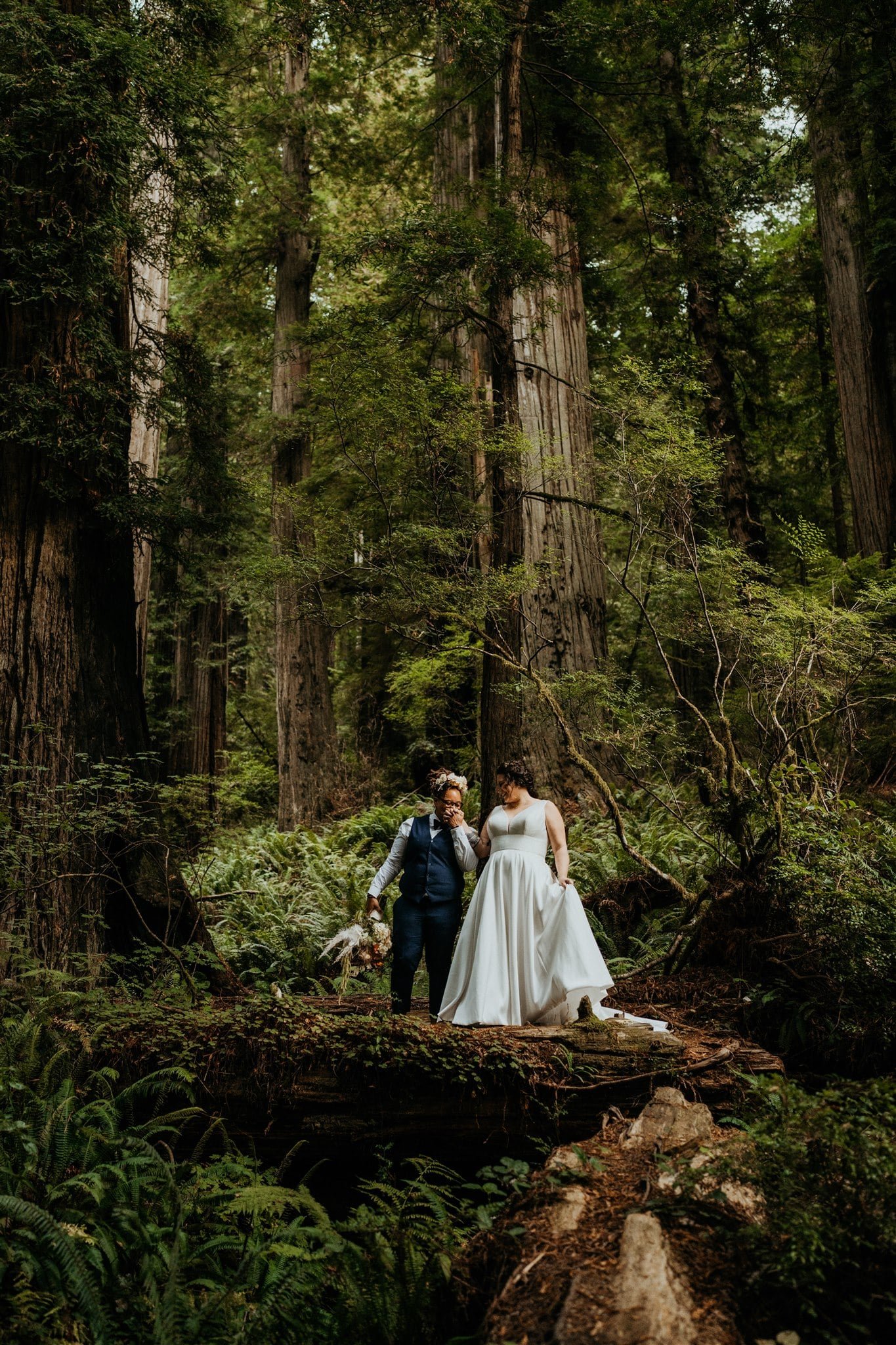 Bridal portraits at Oregon forest elopement