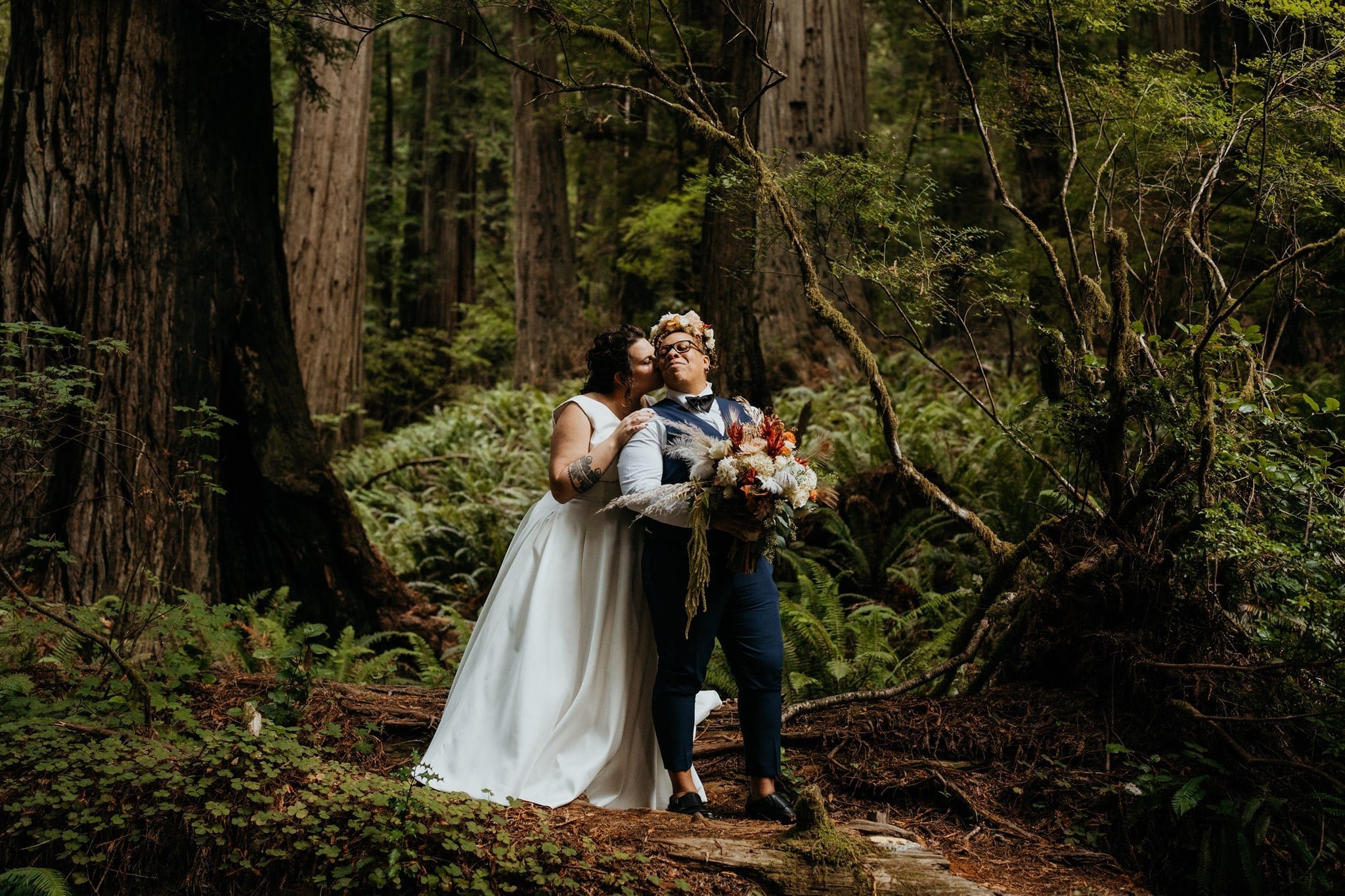 Bridal portraits at Oregon forest elopement