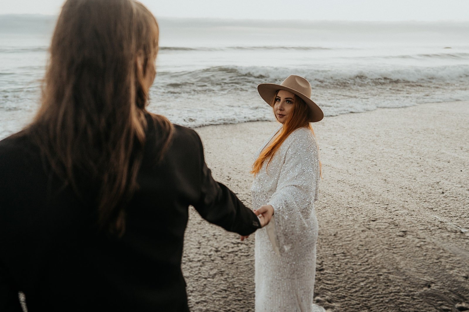 Bride and groom sunset portraits during Rialto Beach elopement