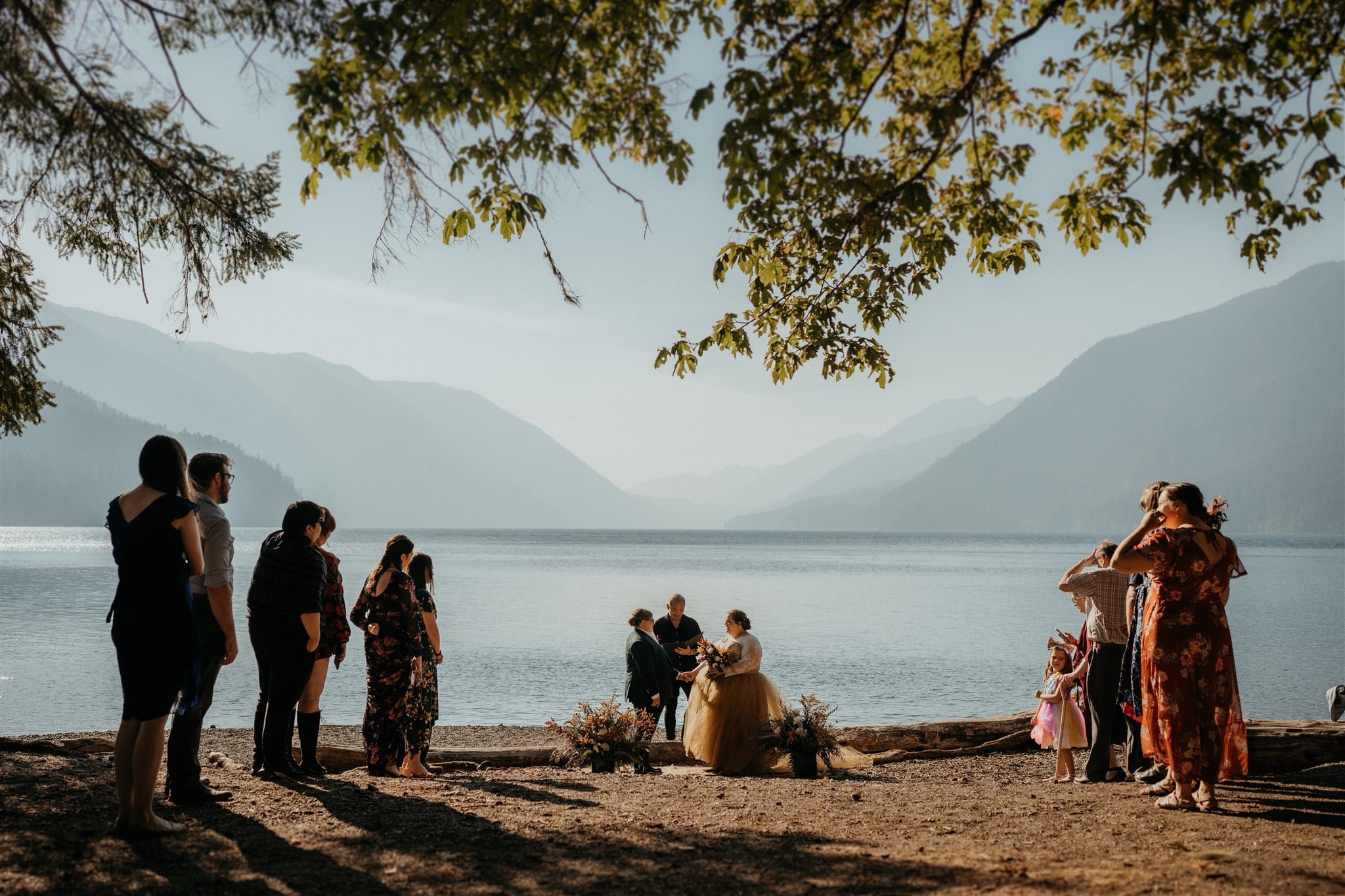 Outdoor elopement ceremony at Lake Crescent