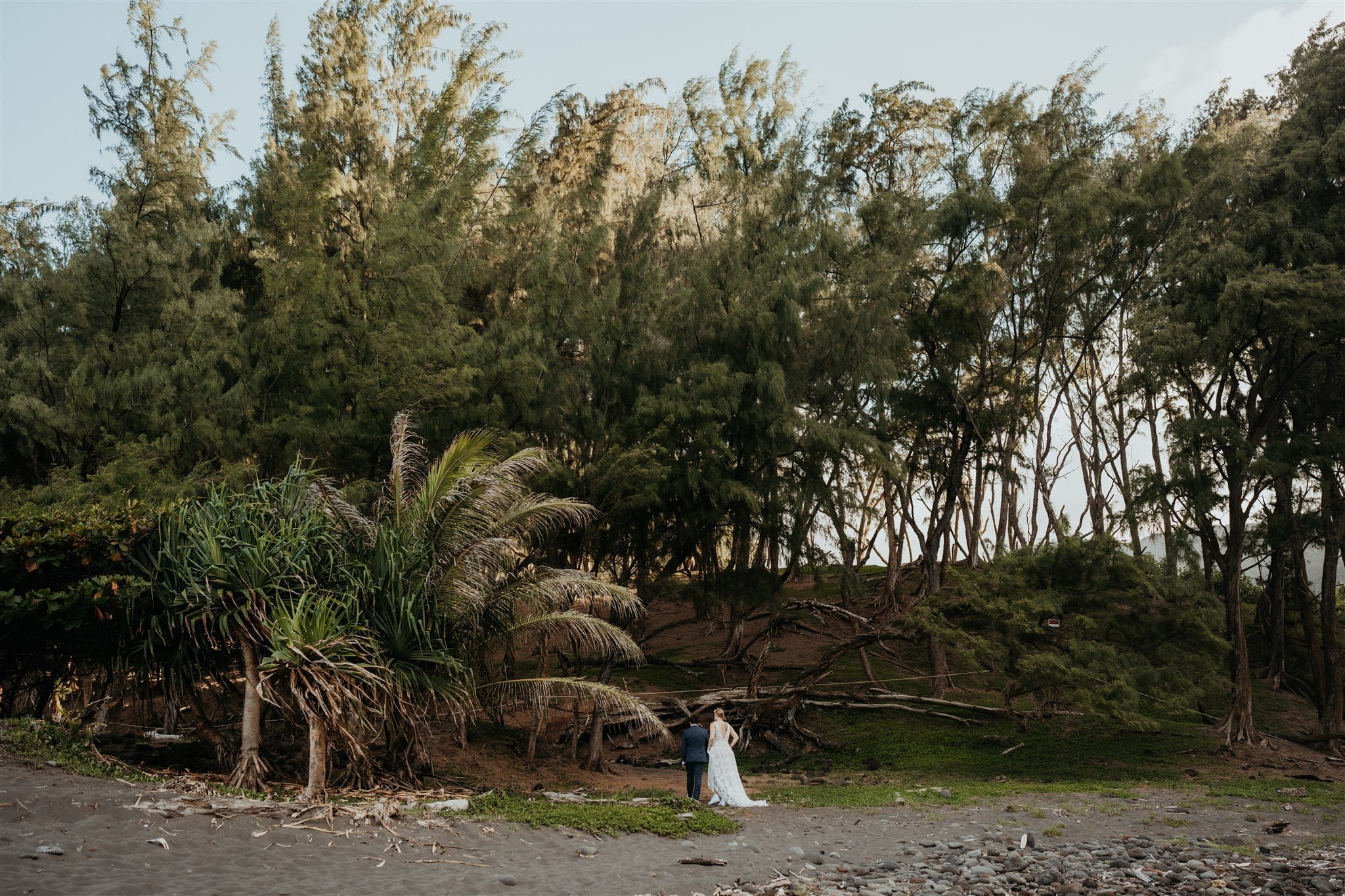 Bride and groom couple photos during Big Island elopement
